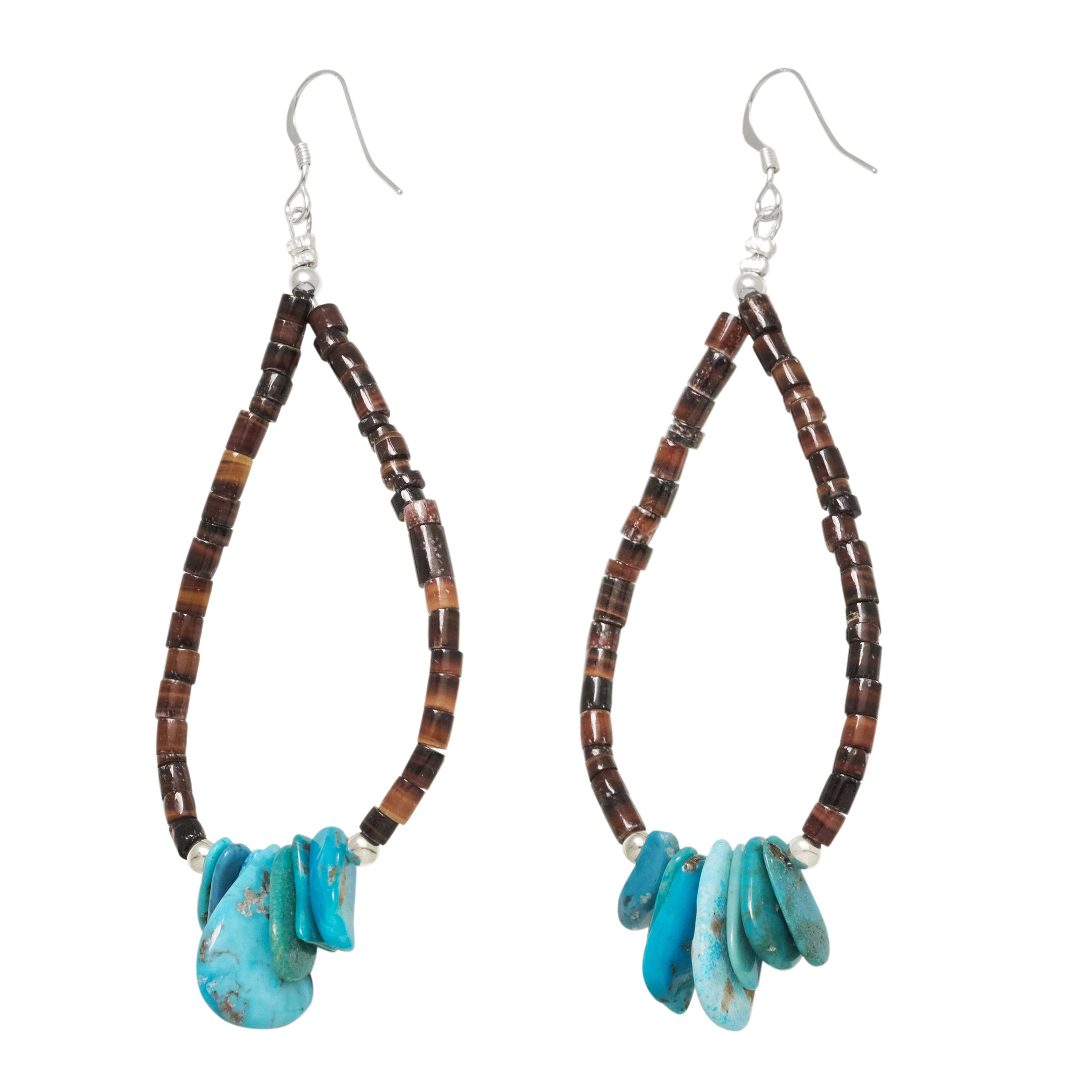 Boucles d’oreilles perles de turquoise et coquillage BO521 - Harpo Paris