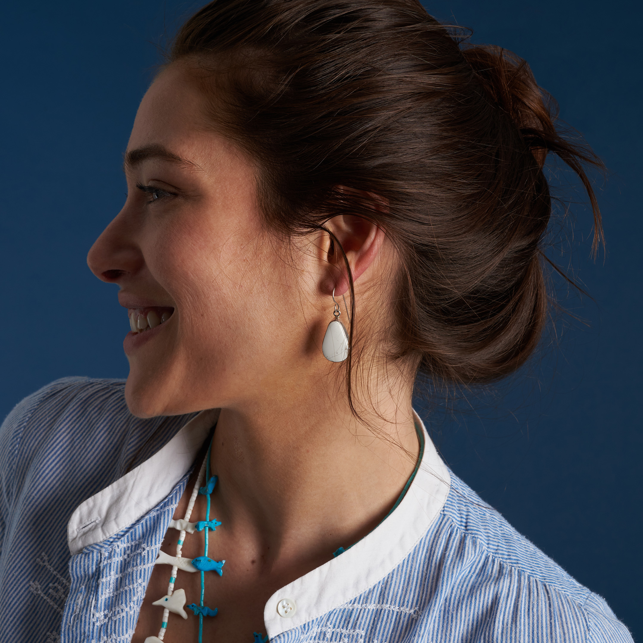 White Buffalo and Silver Earrings BO465 - Harpo Paris