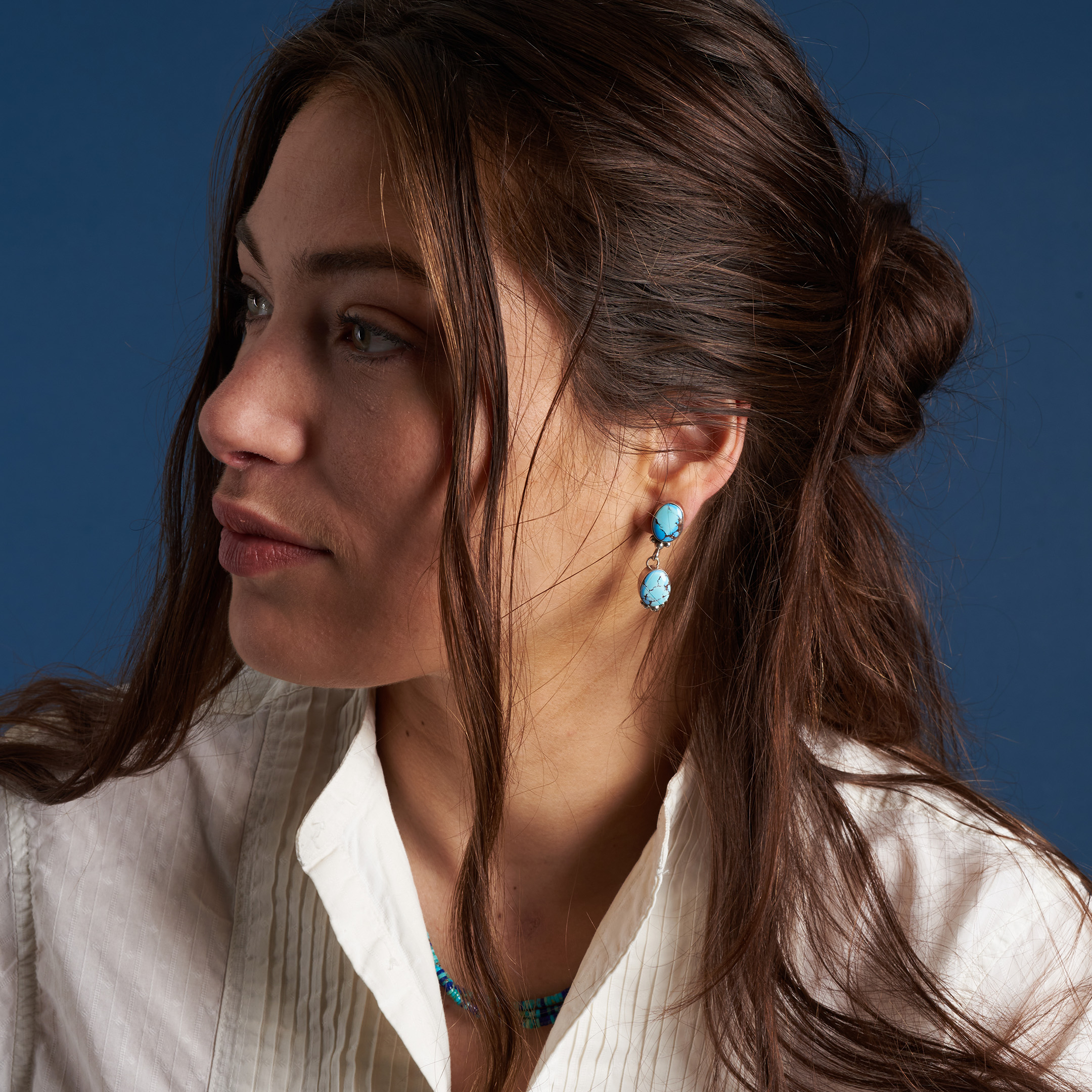Turquoise and silver earrings BO468 - Harpo Paris