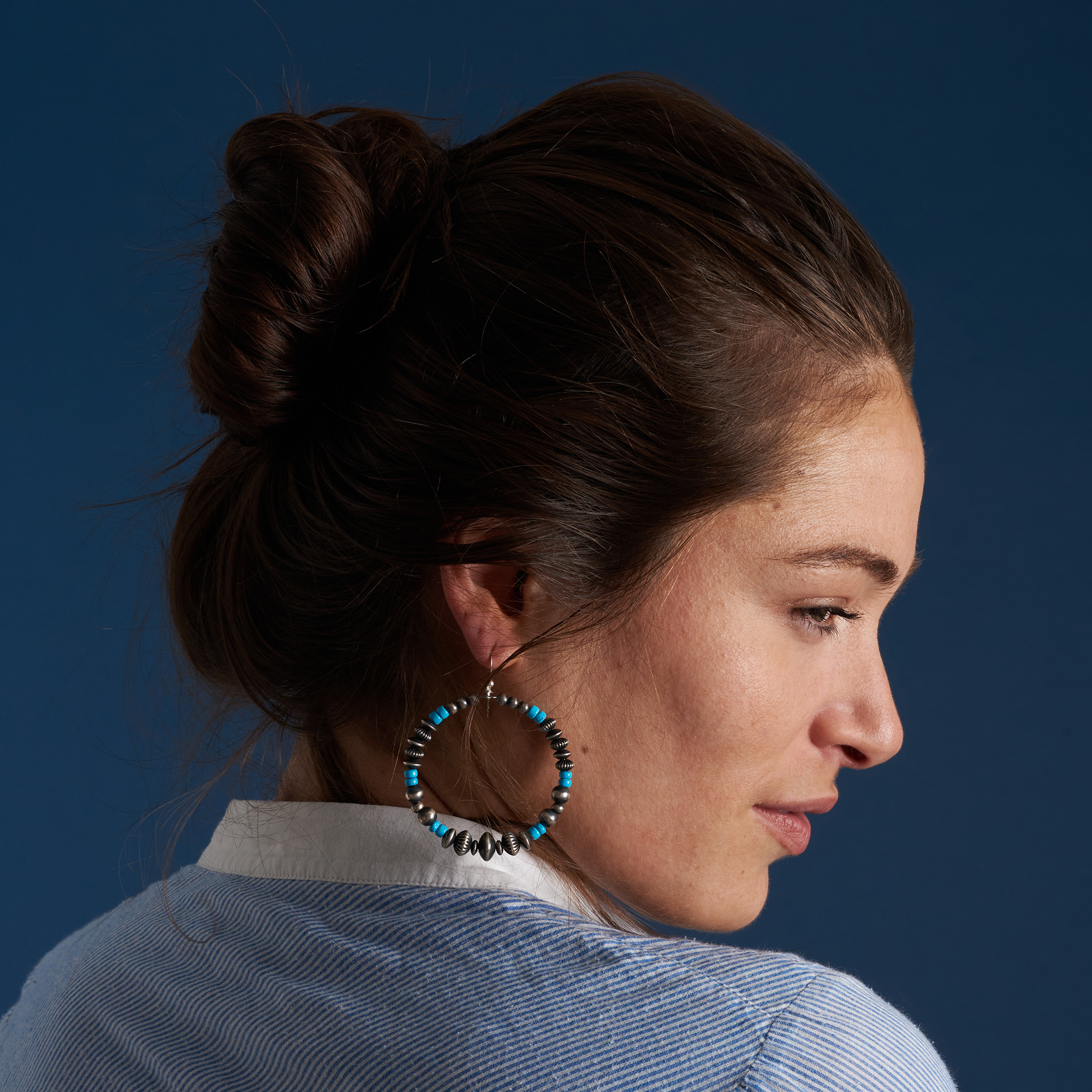 Silver and turquoise earrings BO472 - Harpo Paris