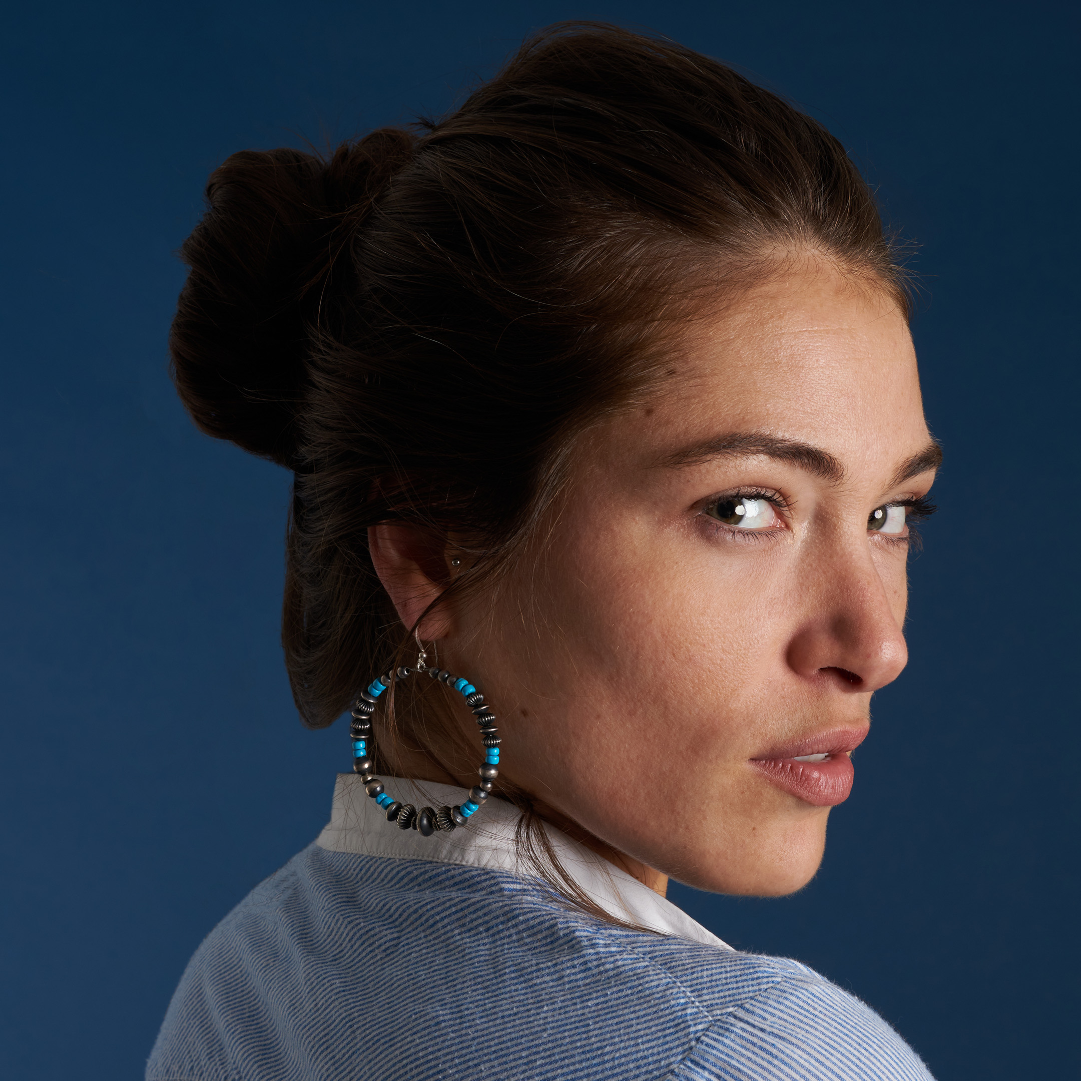 Silver and turquoise earrings BO472 - Harpo Paris