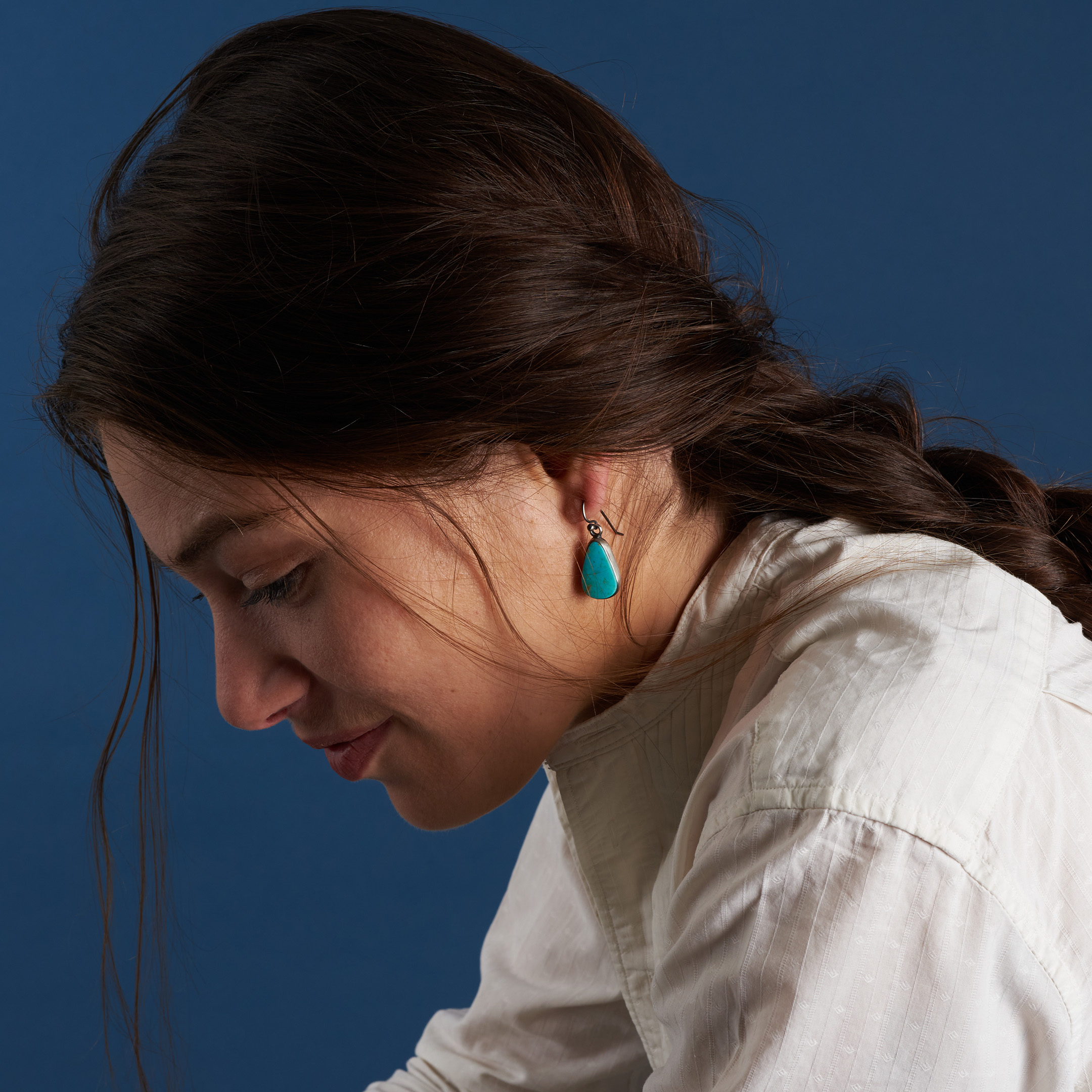 Sliced turquoise and silver earrings BO478 - Harpo Paris