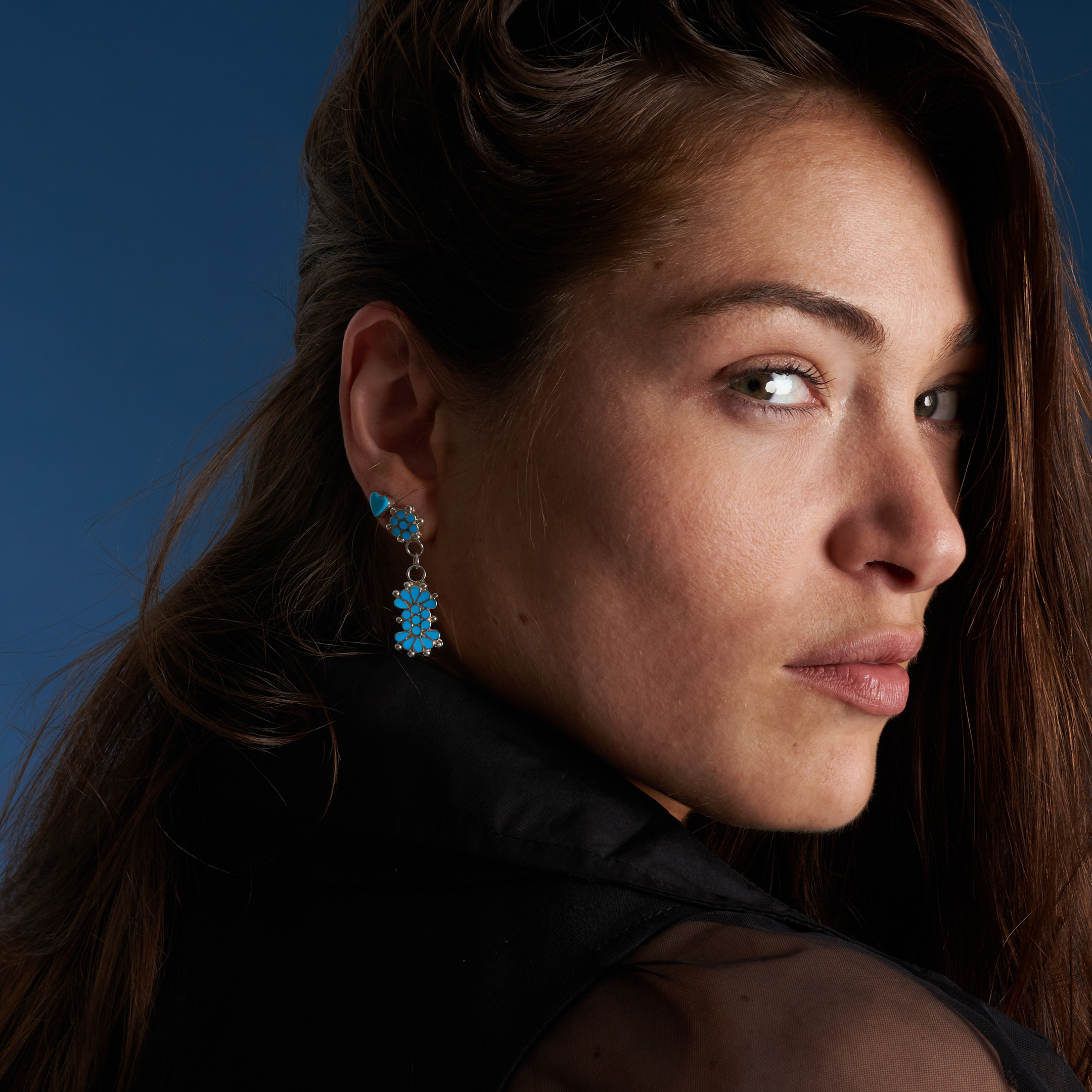 Turquoise and silver earrings BO484 - Harpo Paris