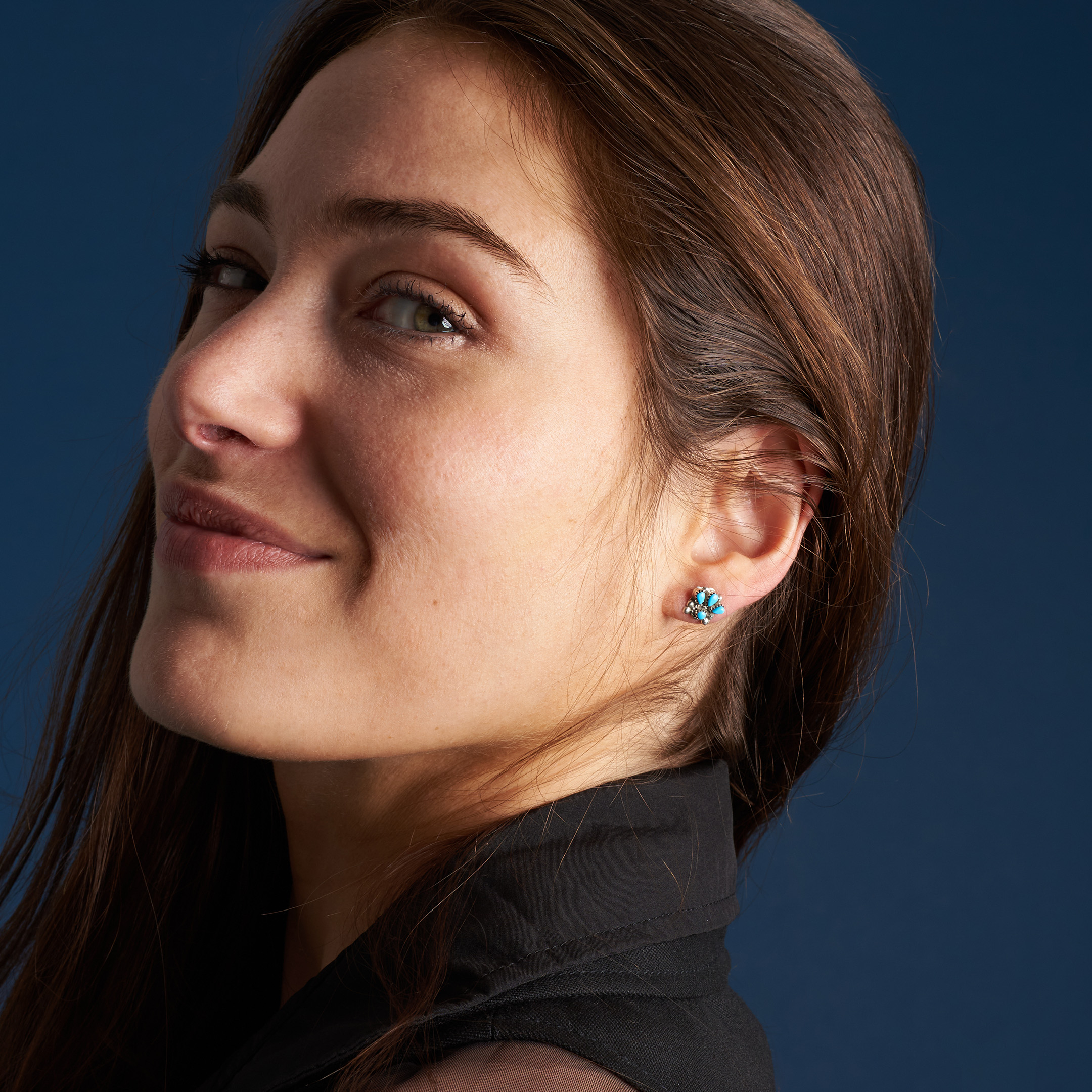 Turquoise and silver studs BO488 - Harpo Paris