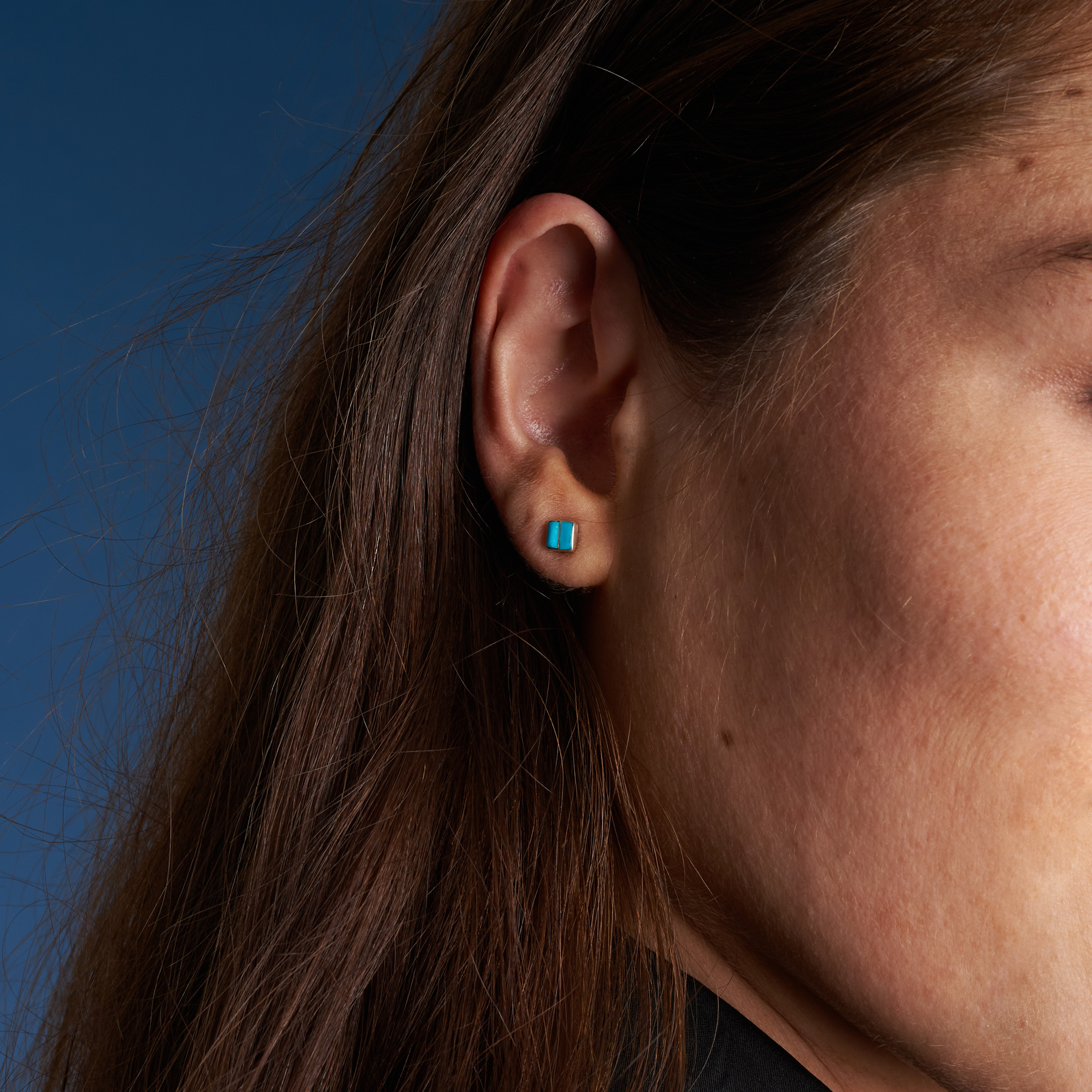 Turquoise and silver earrings BO492 - Harpo Paris
