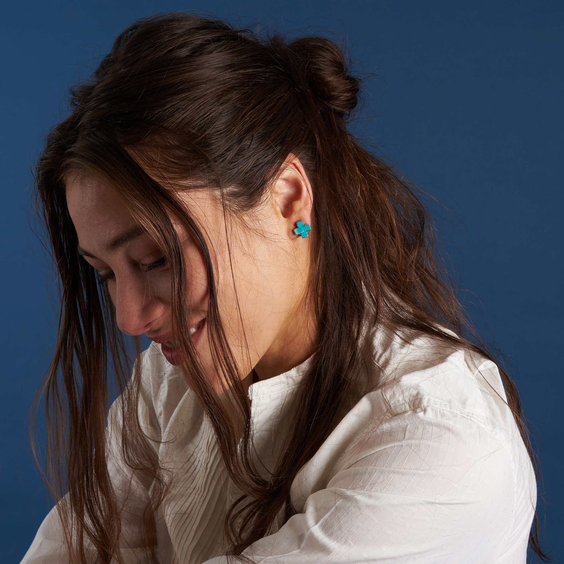 Earrings in turquoise and sterling silver BO493 – Harpo Paris