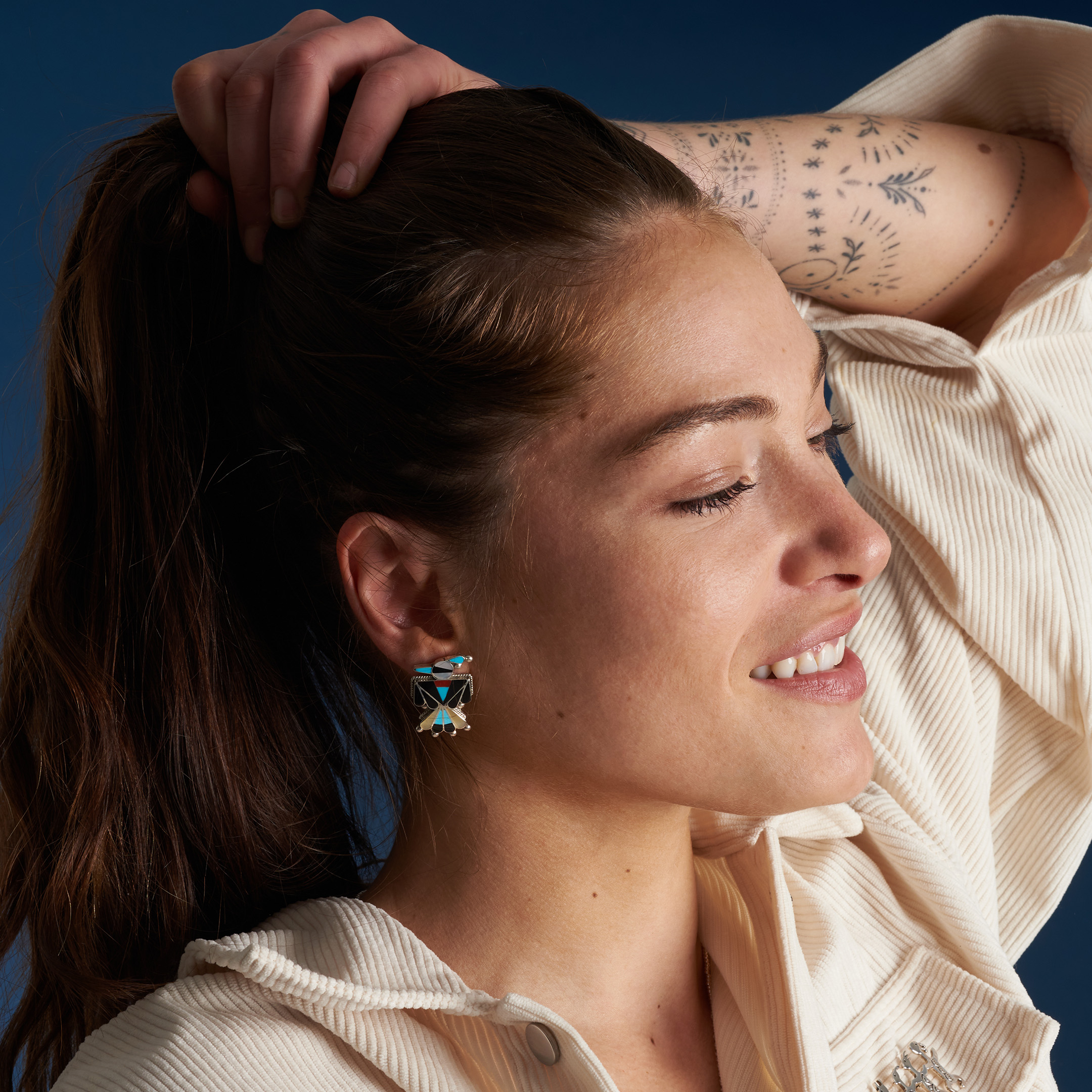 Inlay an silver Earrings BO501 - Harpo Paris