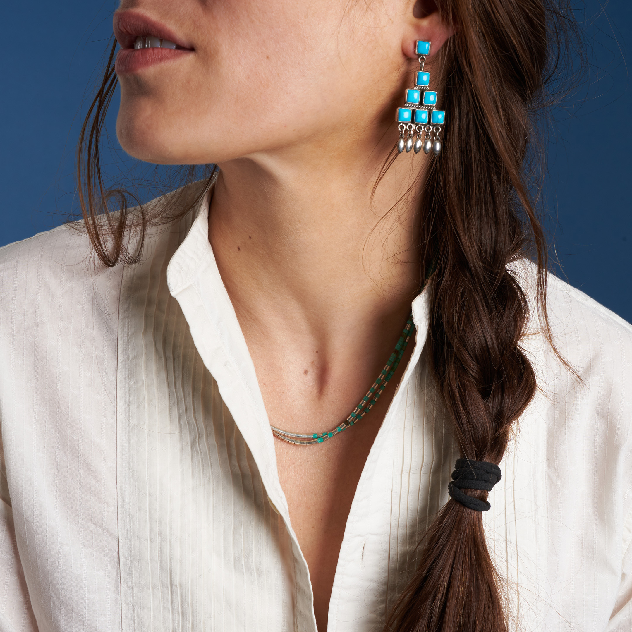 Boucles d'oreilles turquoise et argent BO508 - Harpo Paris