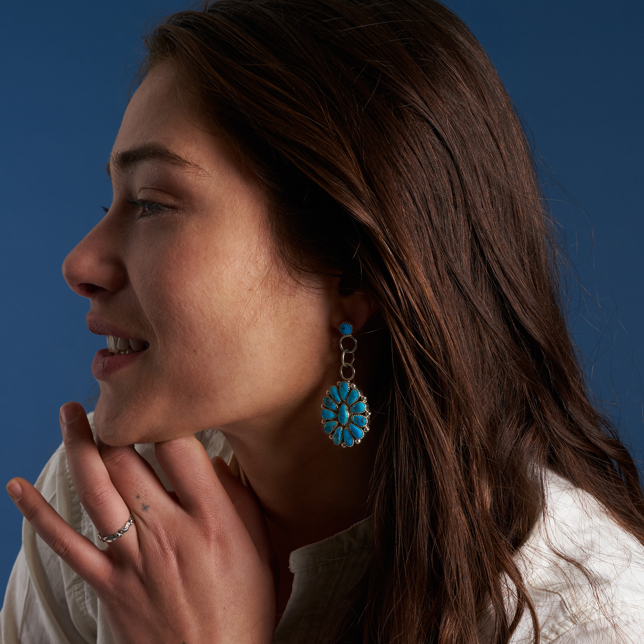 Turquoise and silver earrings BO510 - Harpo Paris