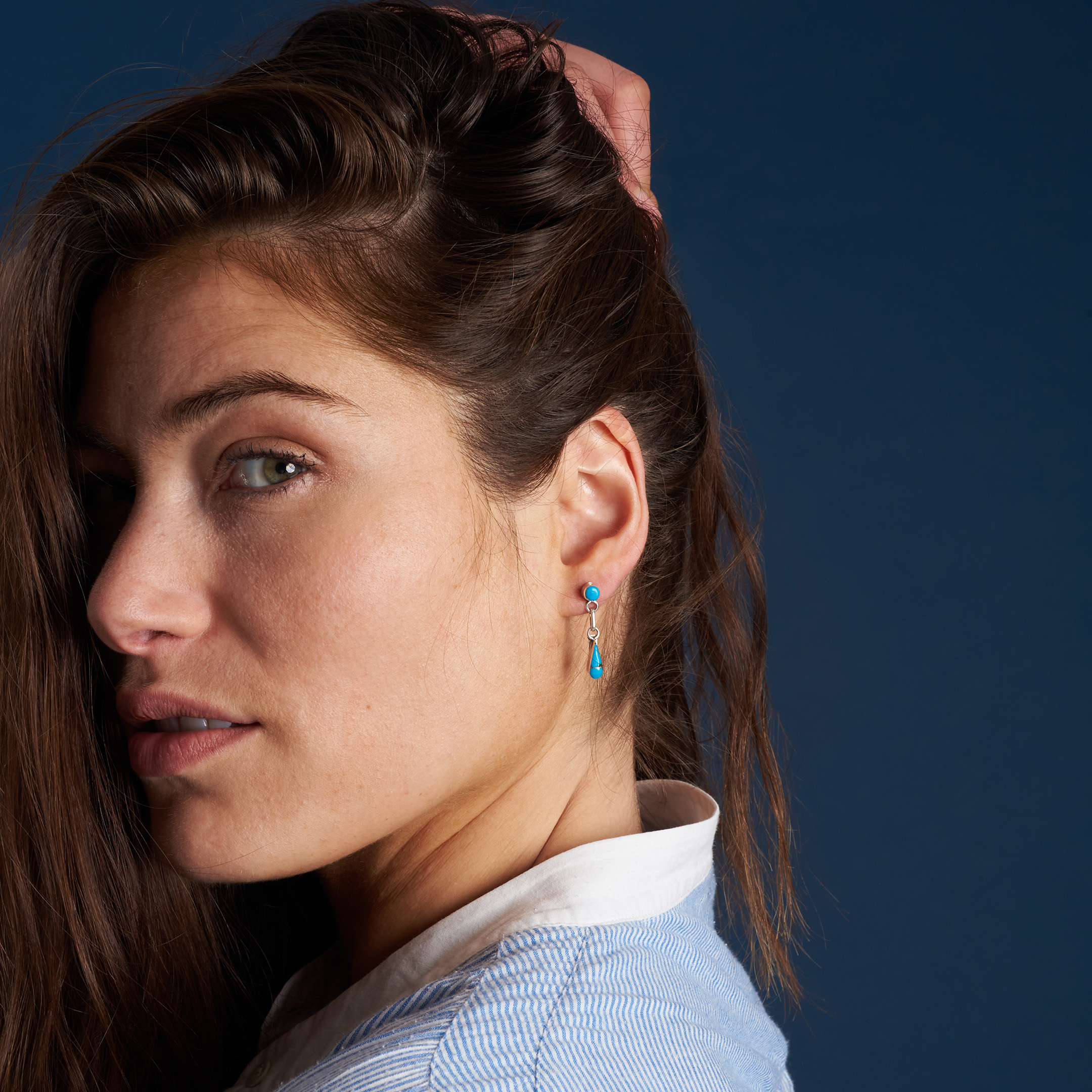 Turquoise and silver earrings BO516 - Harpo Paris