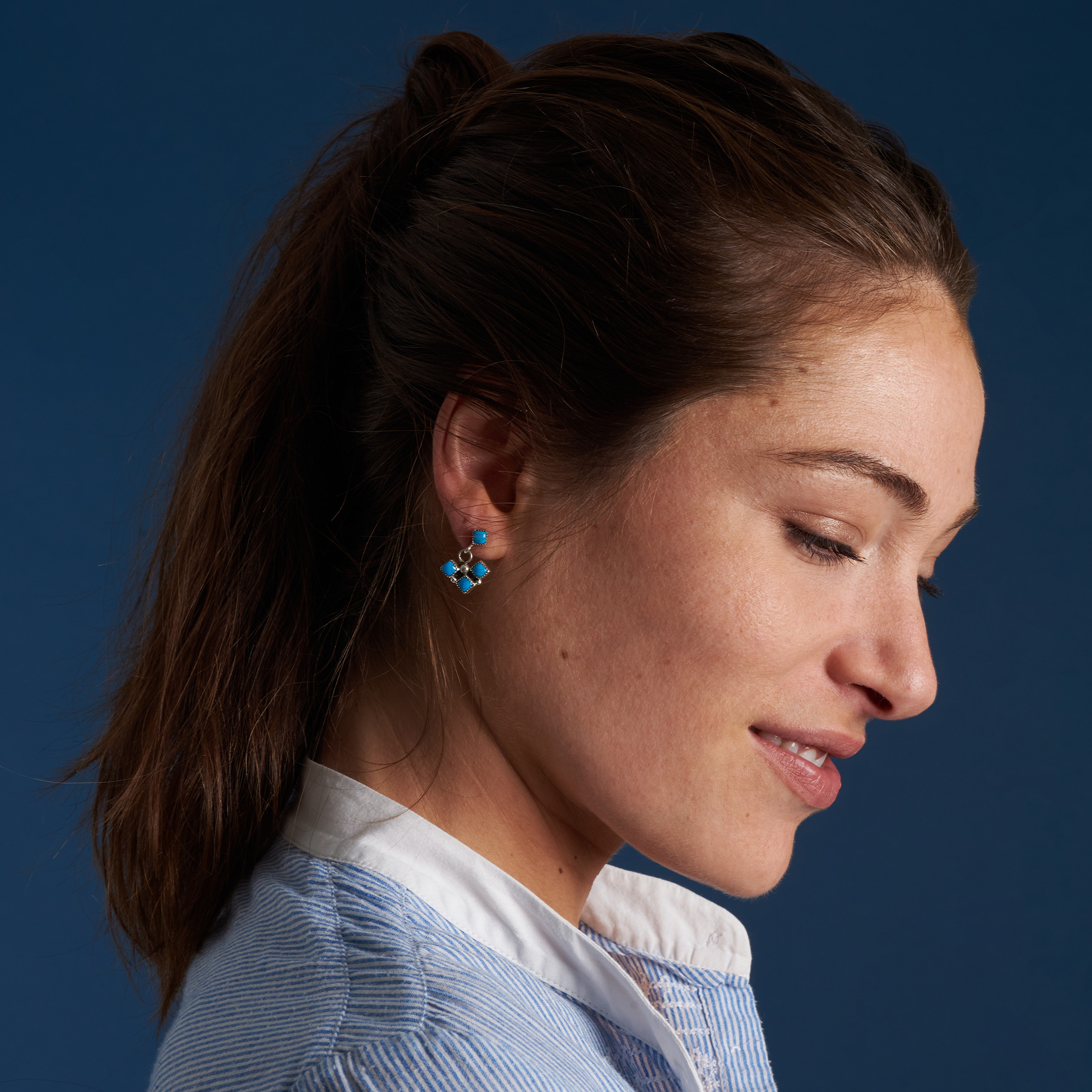 Boucles d'oreilles turquoises et argent BO517 - Harpo Paris