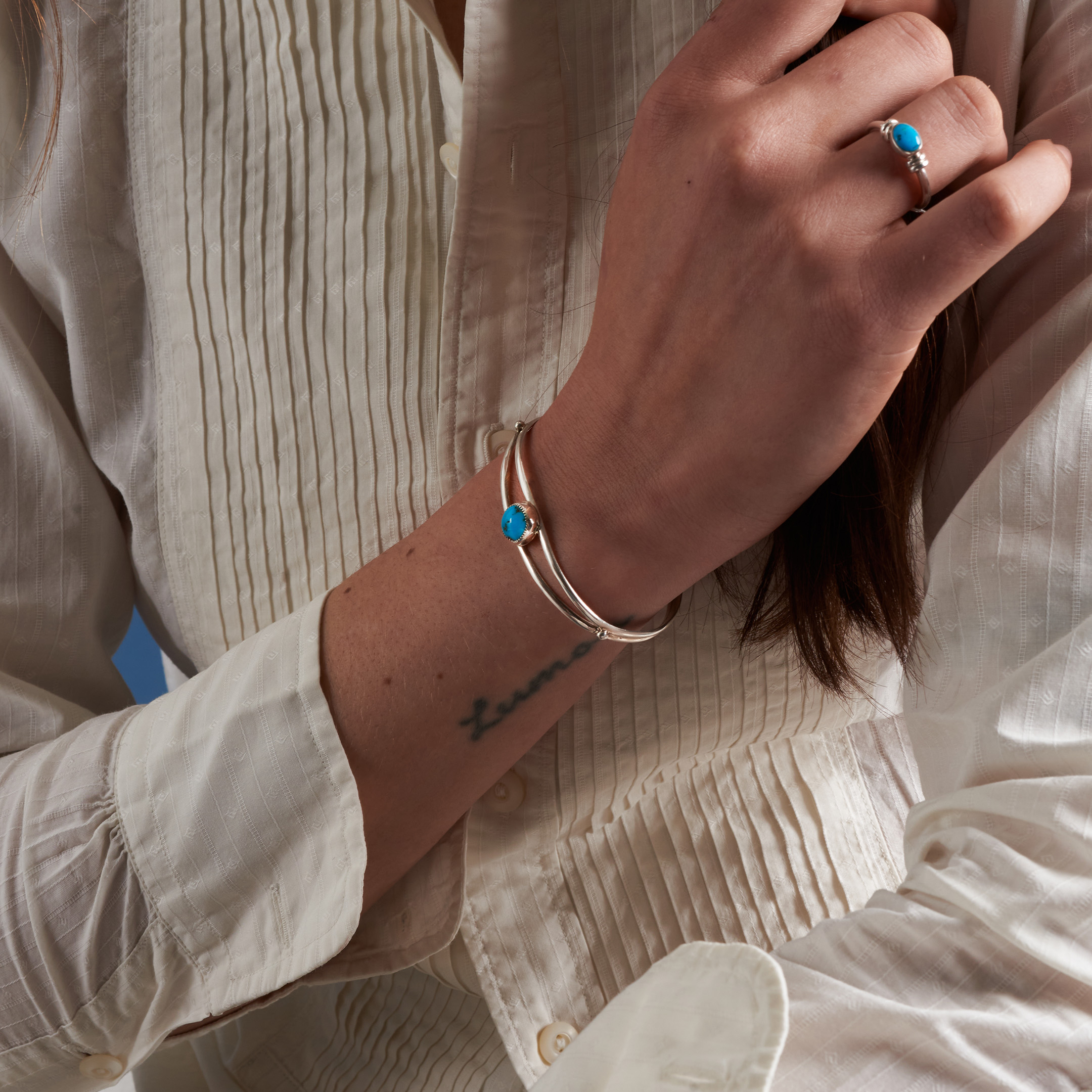 Turquoise and silver ring BA1768 - Harpo Paris