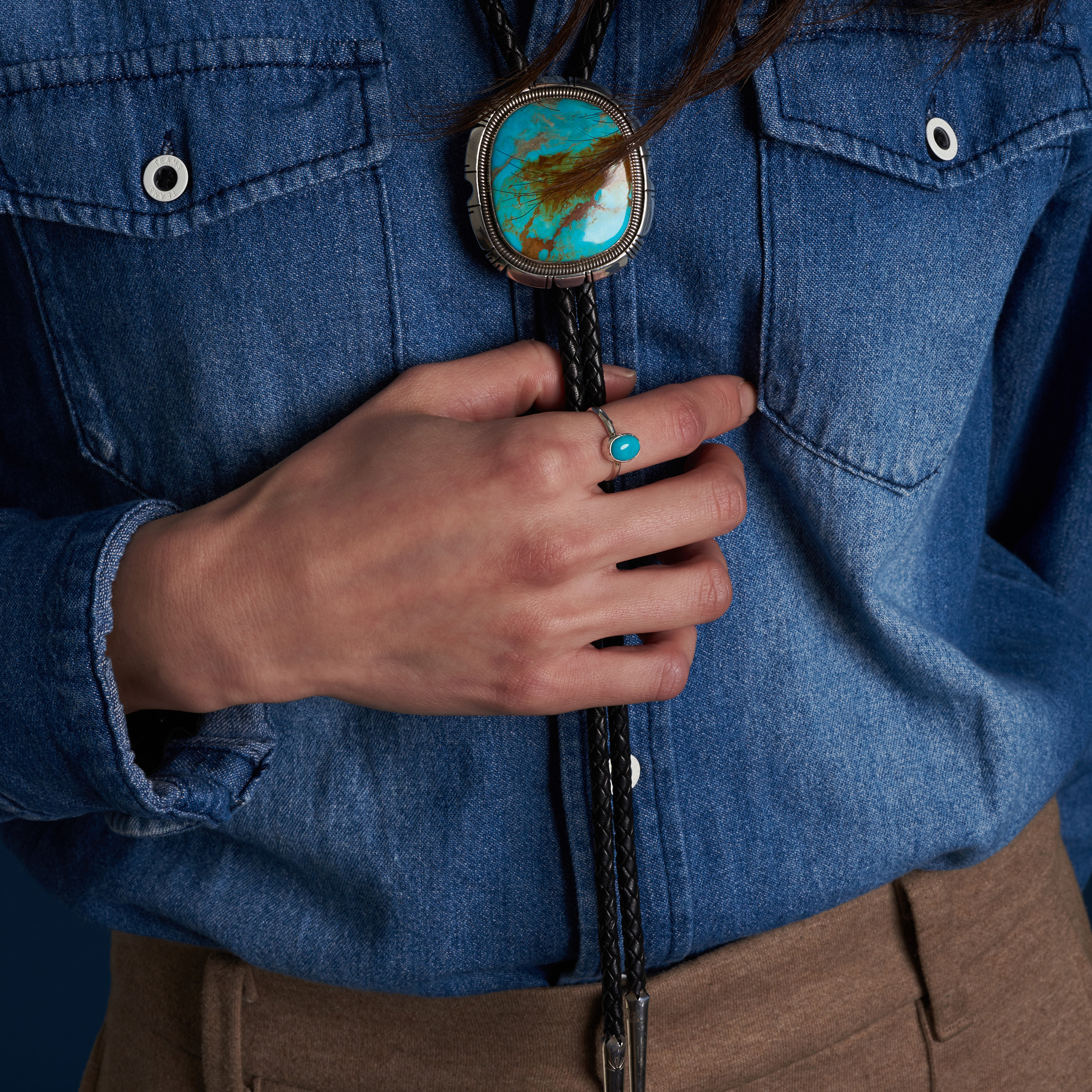 Bague fine Navajo, turquoise et argent BA1770 - Harpo Paris