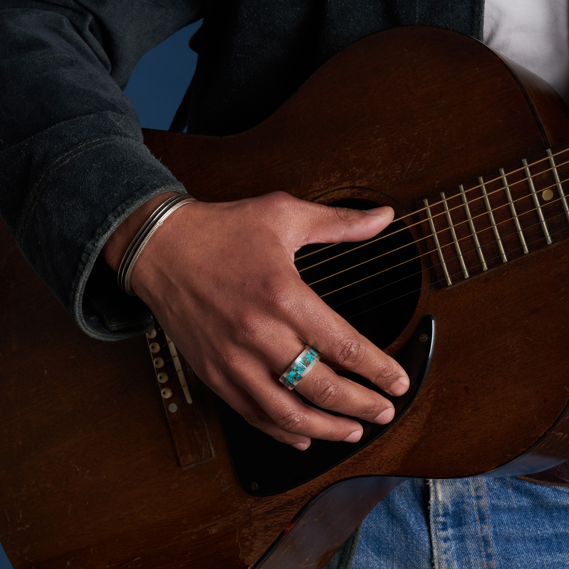 Inlay and silver ring BA1778 - Harpo Paris
