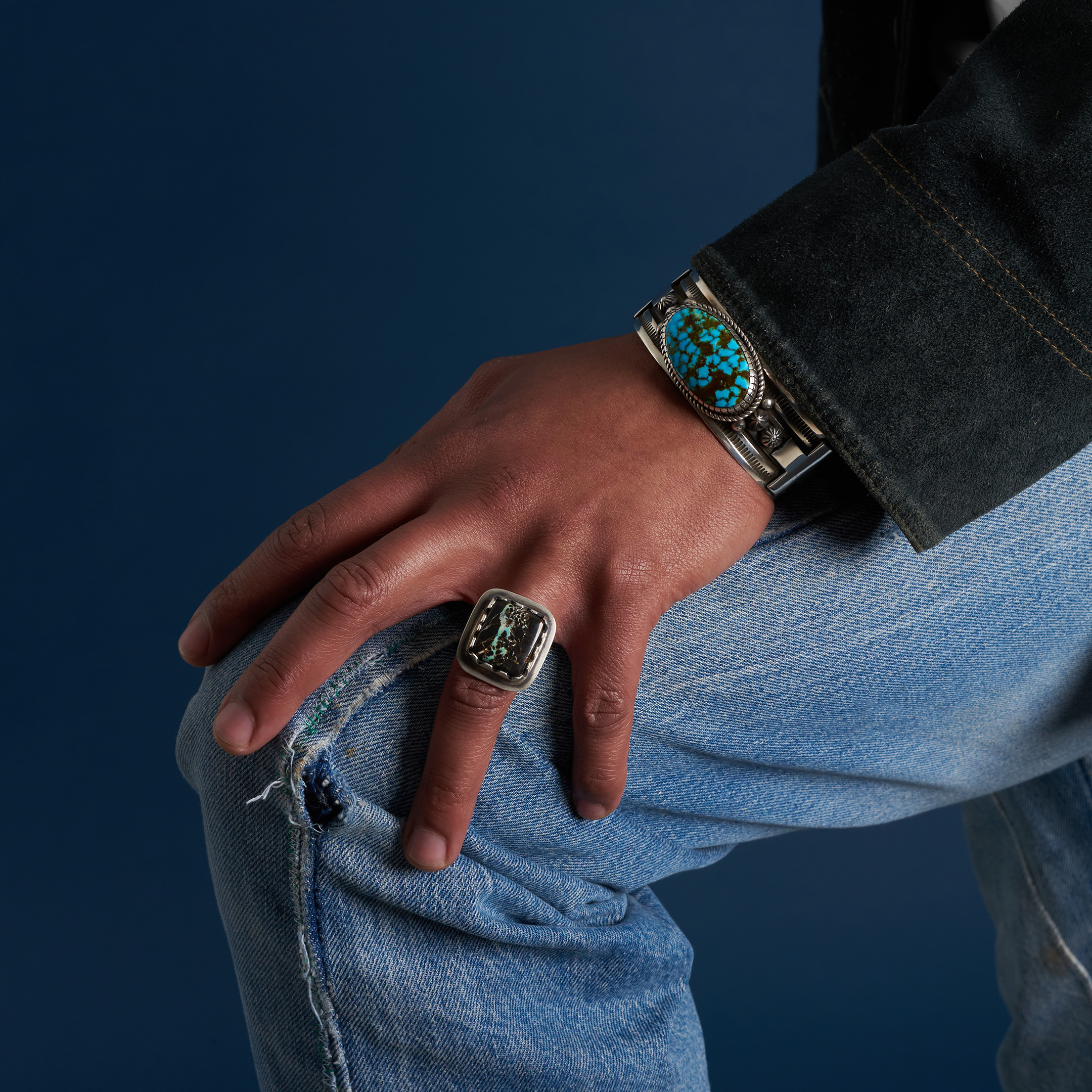 Turquoise and silver ring BA1785 - Harpo Paris