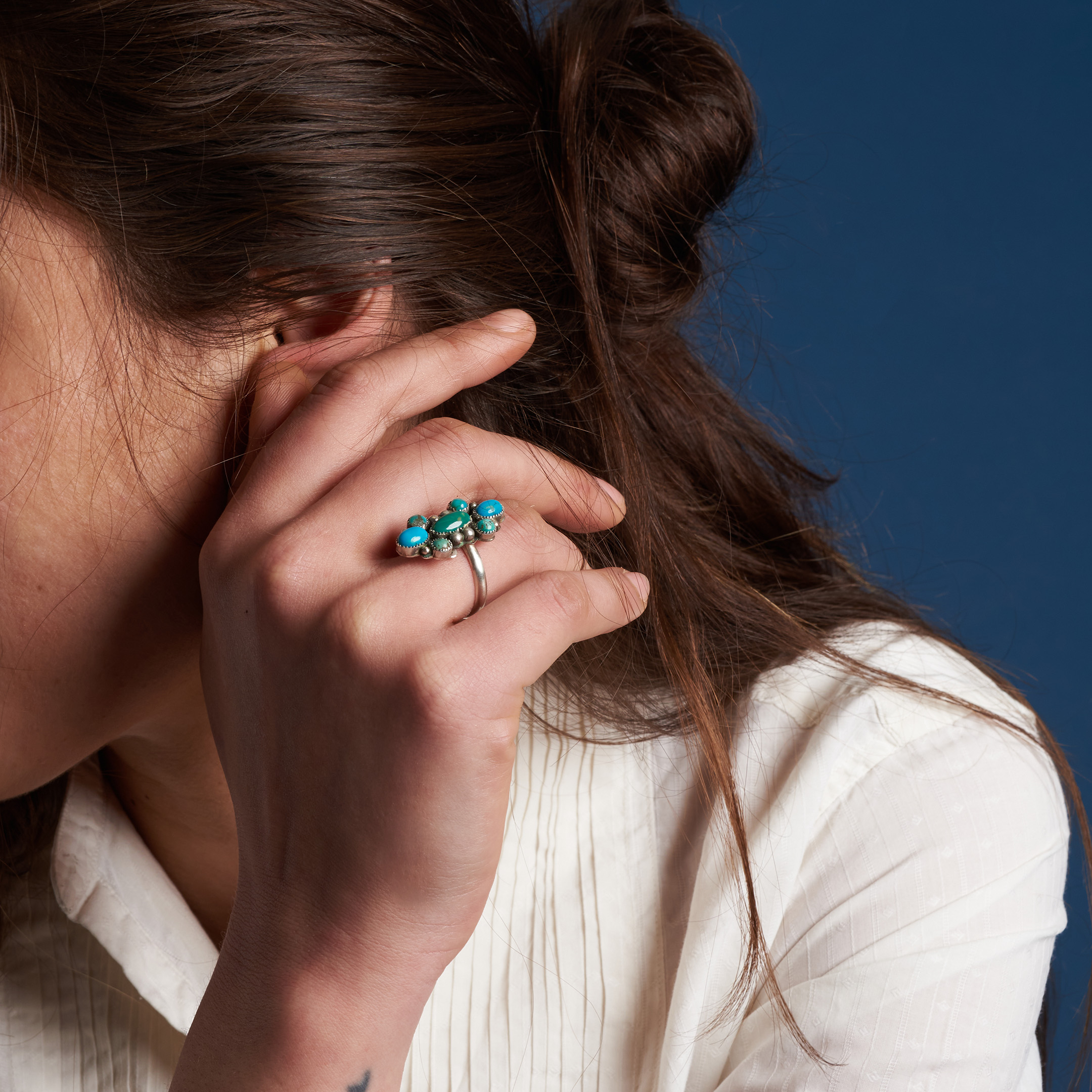 Turquoise and silver ring BA1789 - Harpo Paris