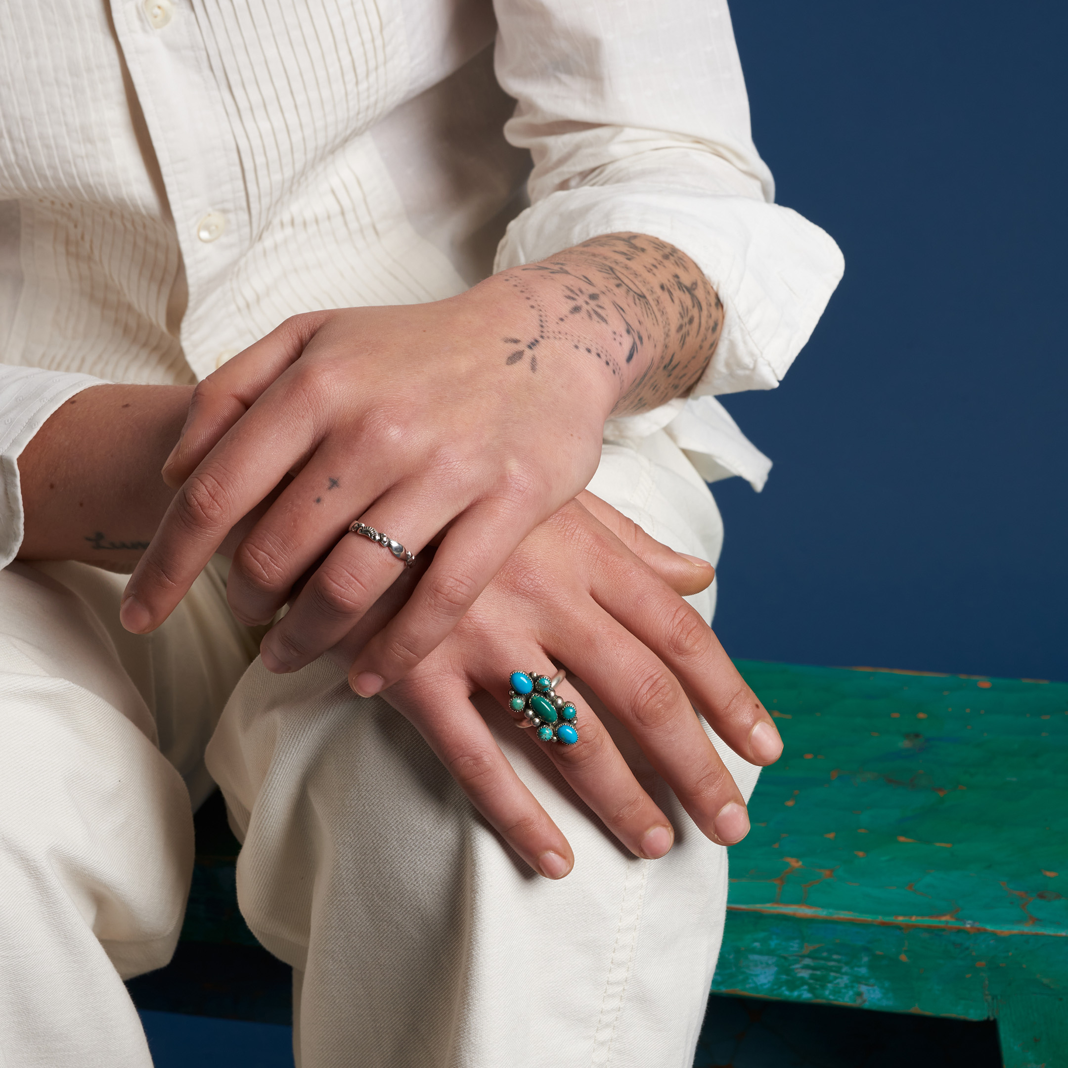 Turquoise and silver ring BA1789 - Harpo Paris