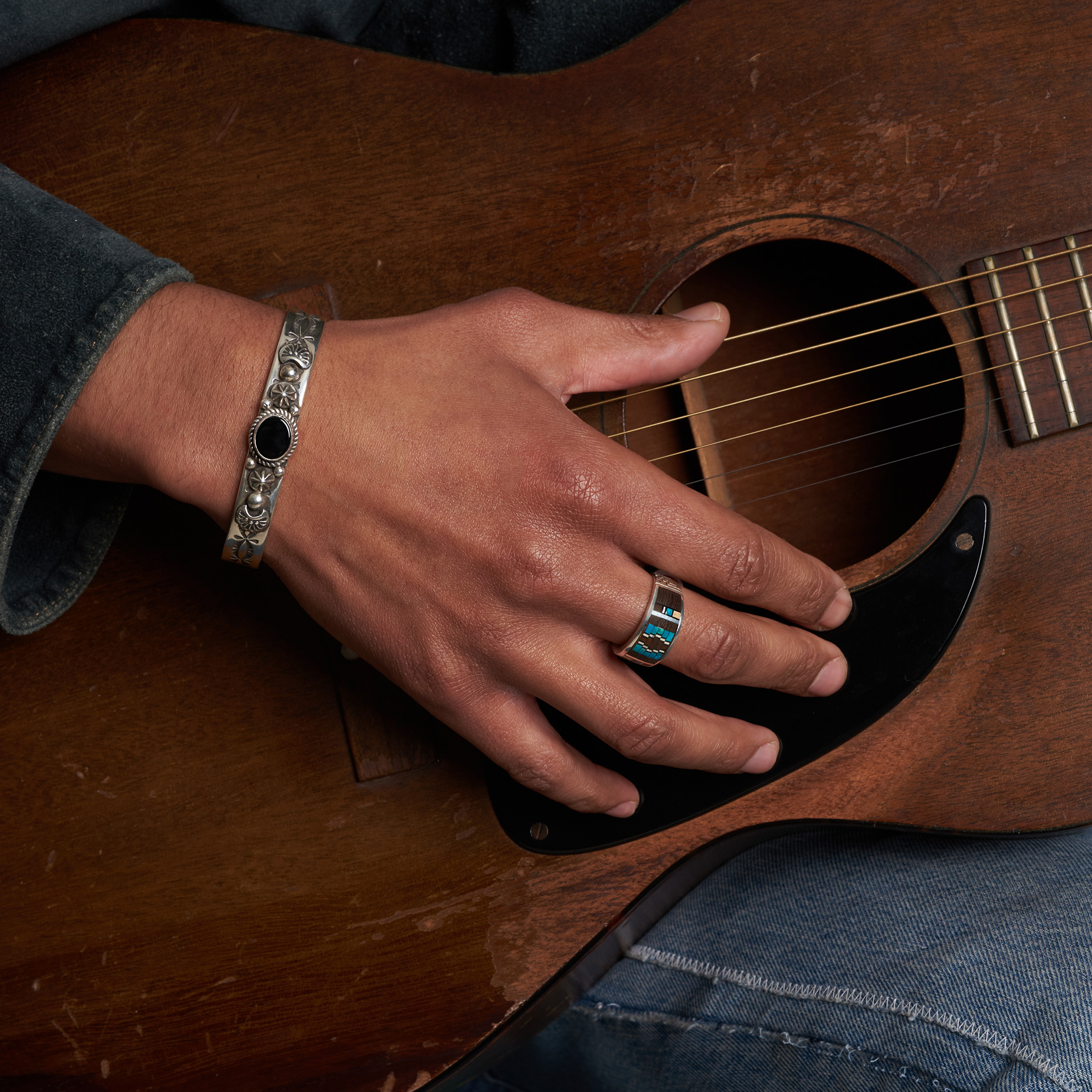 Inlay and silver ring BA1791 - Harpo Paris
