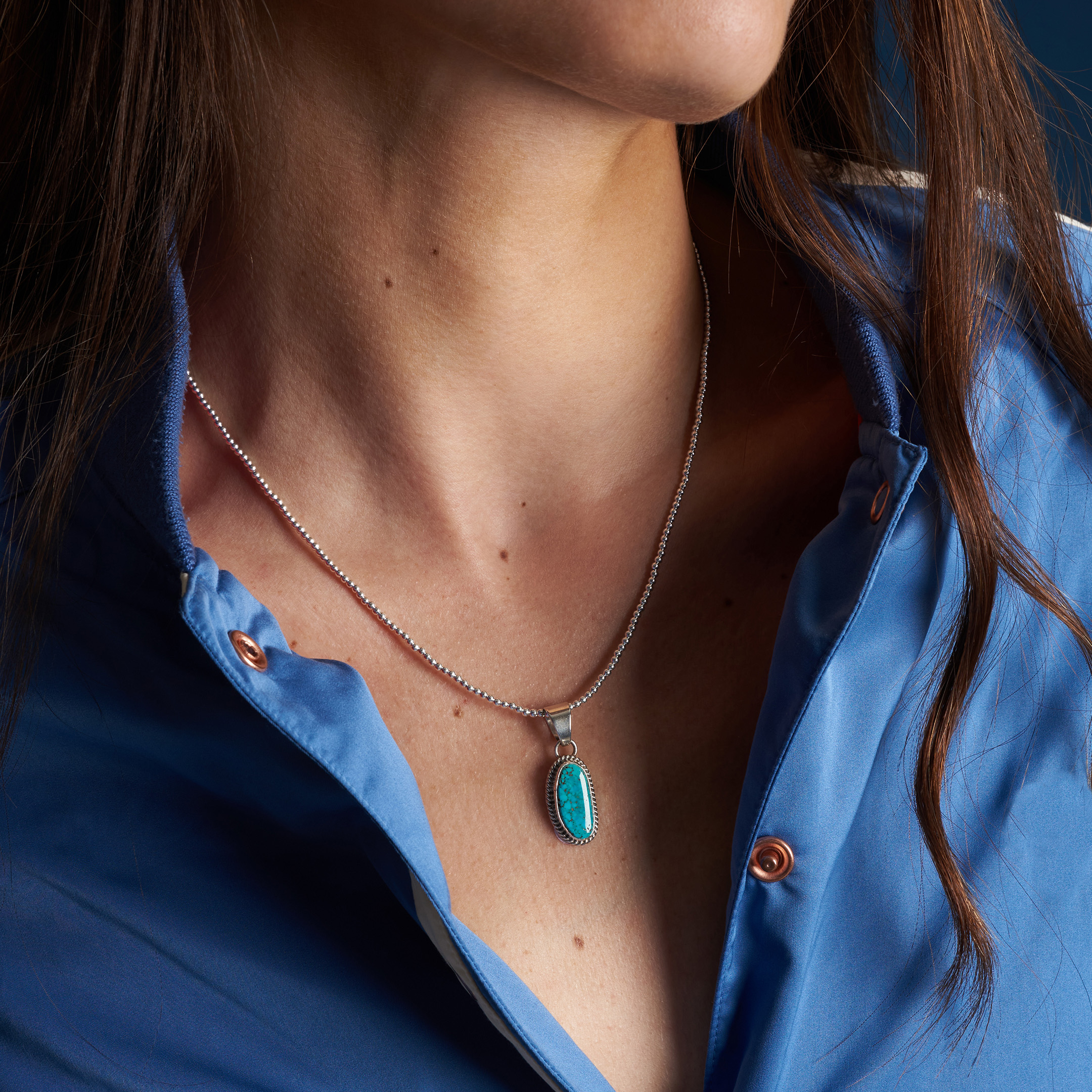 Turquoise and silver pendant PE671 - Harpo Paris