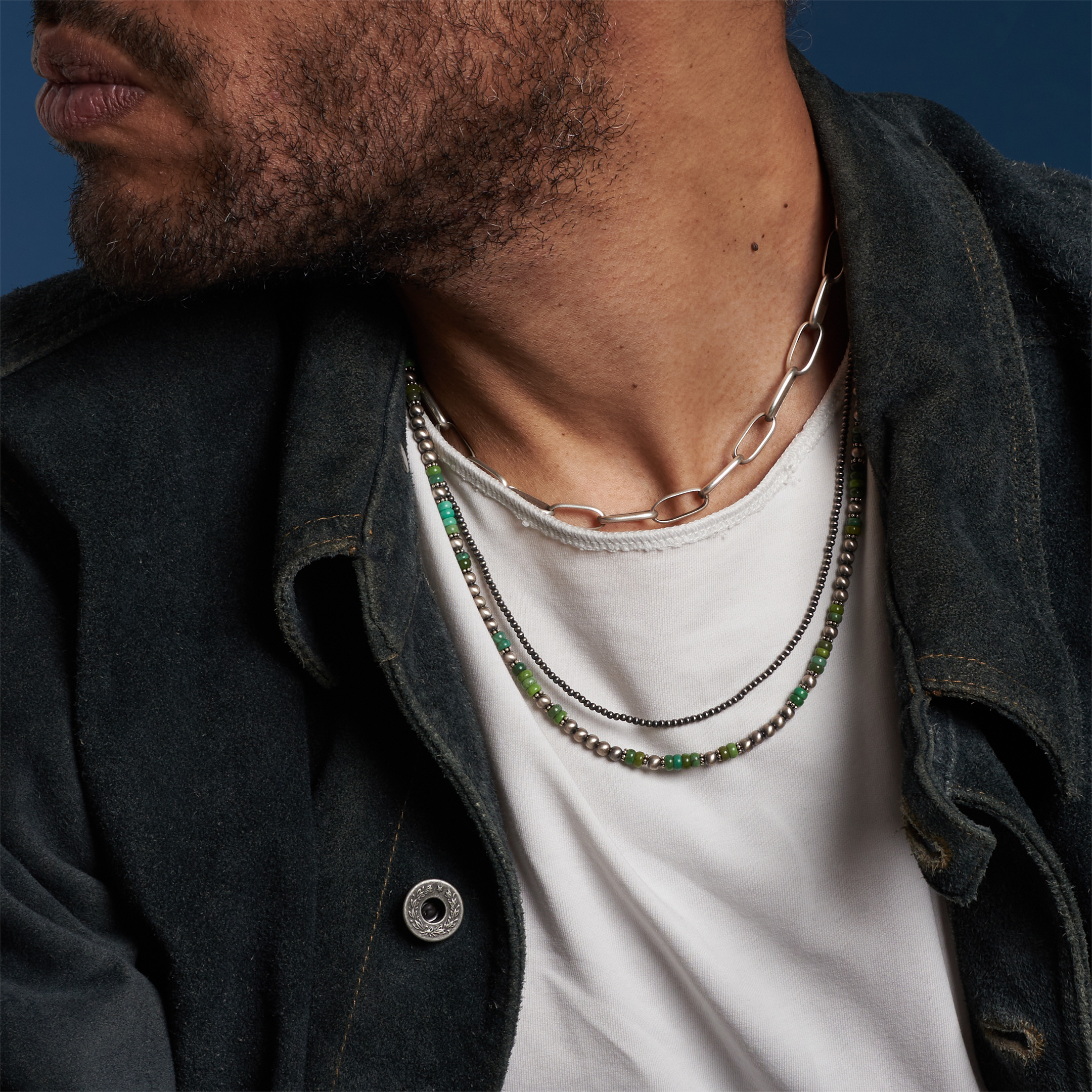 Collier turquoise et argent CO274 - Harpo Paris