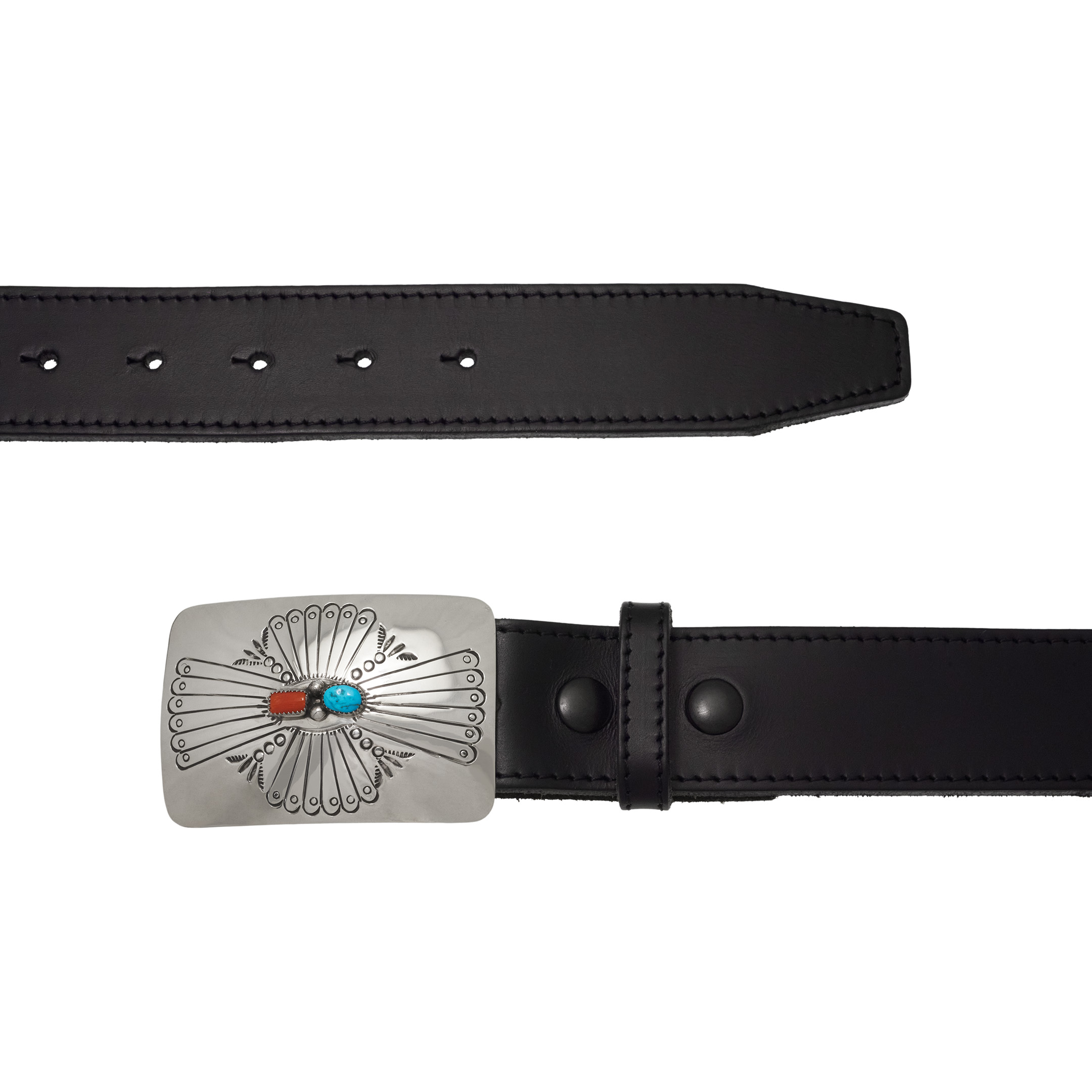Turquoise and corail silver buckle BK95 - Harpo Paris