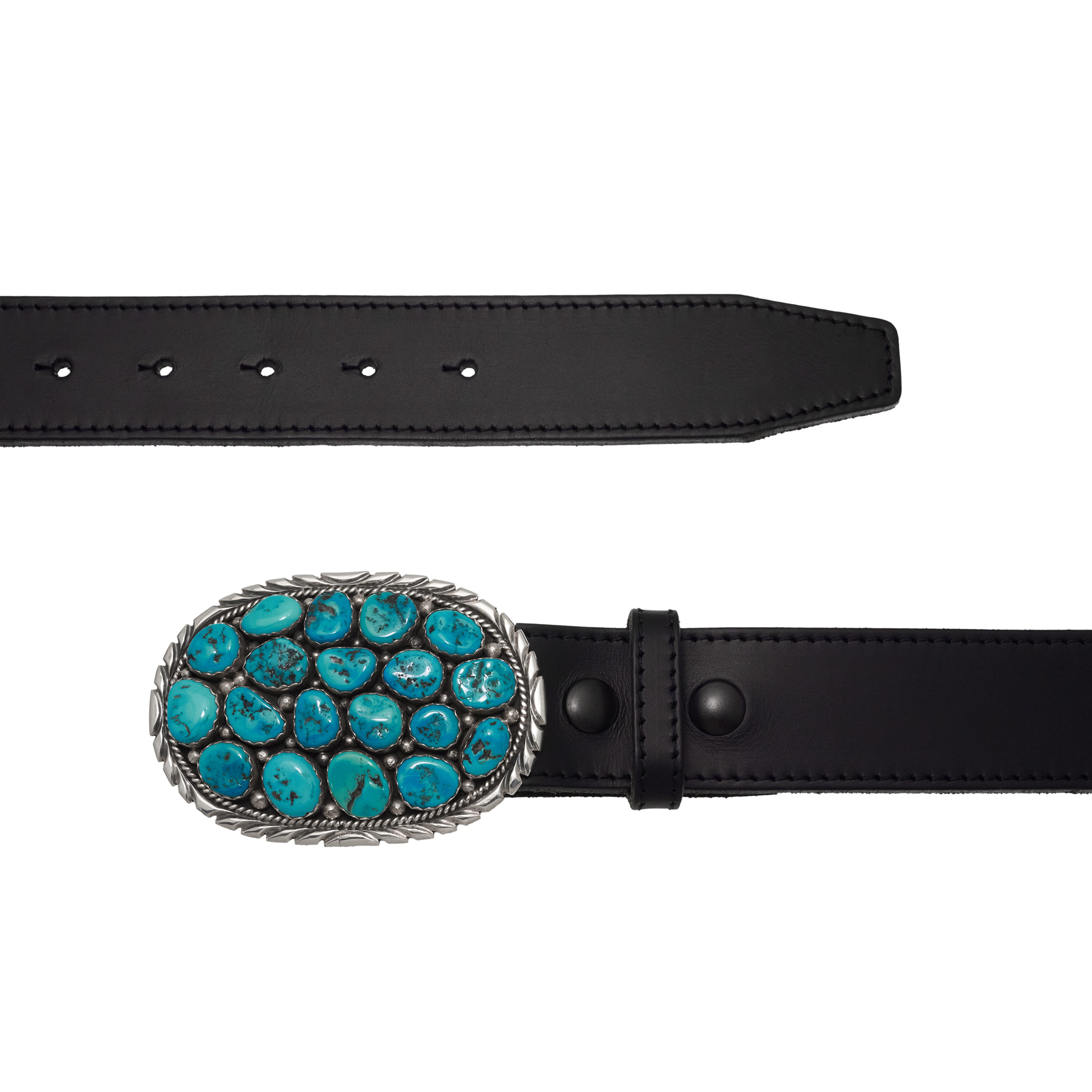 Boucle de ceinture argent et turquoise BK99 - Harpo Paris