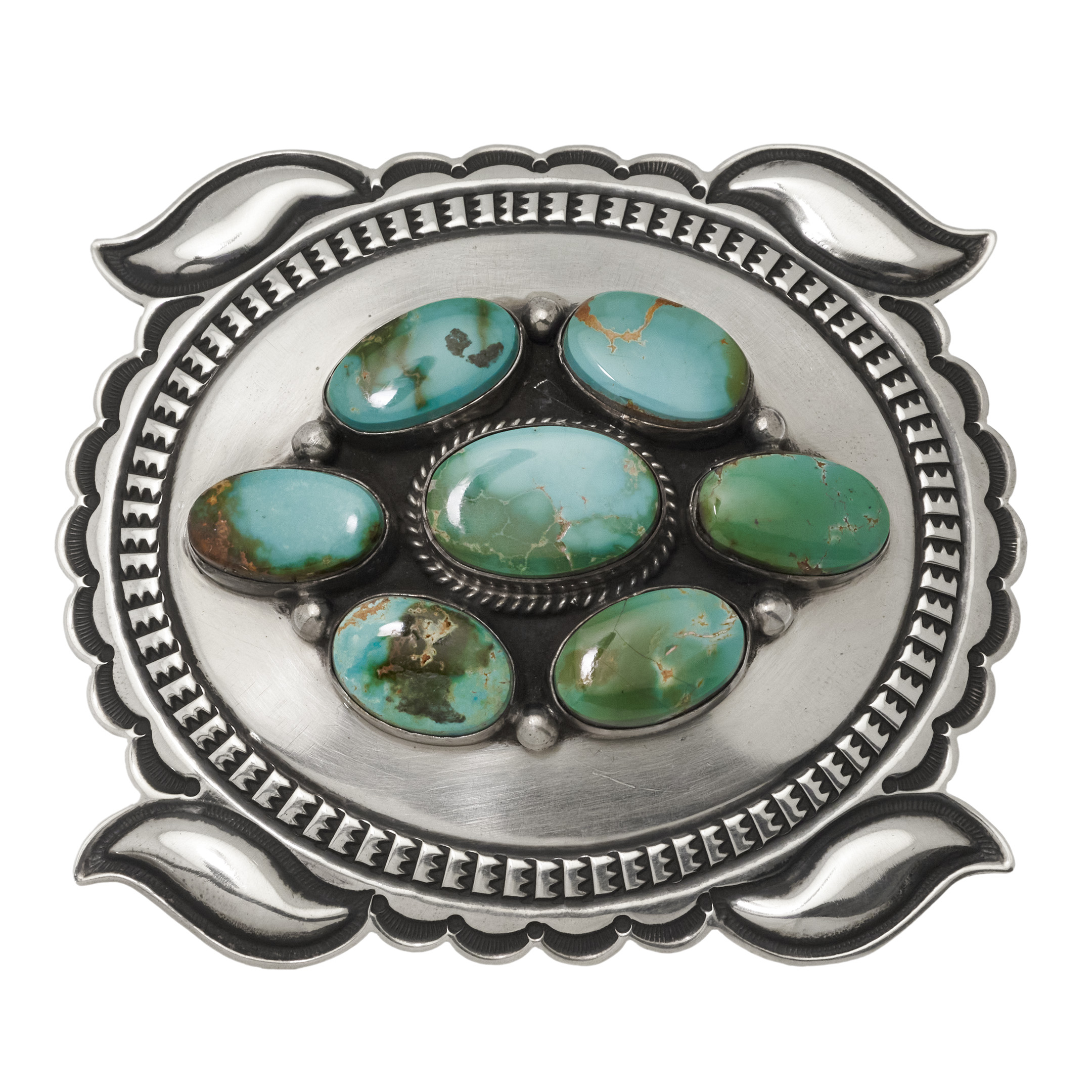 Boucle de ceinture turquoise et argent  BK100 - Harpo Paris