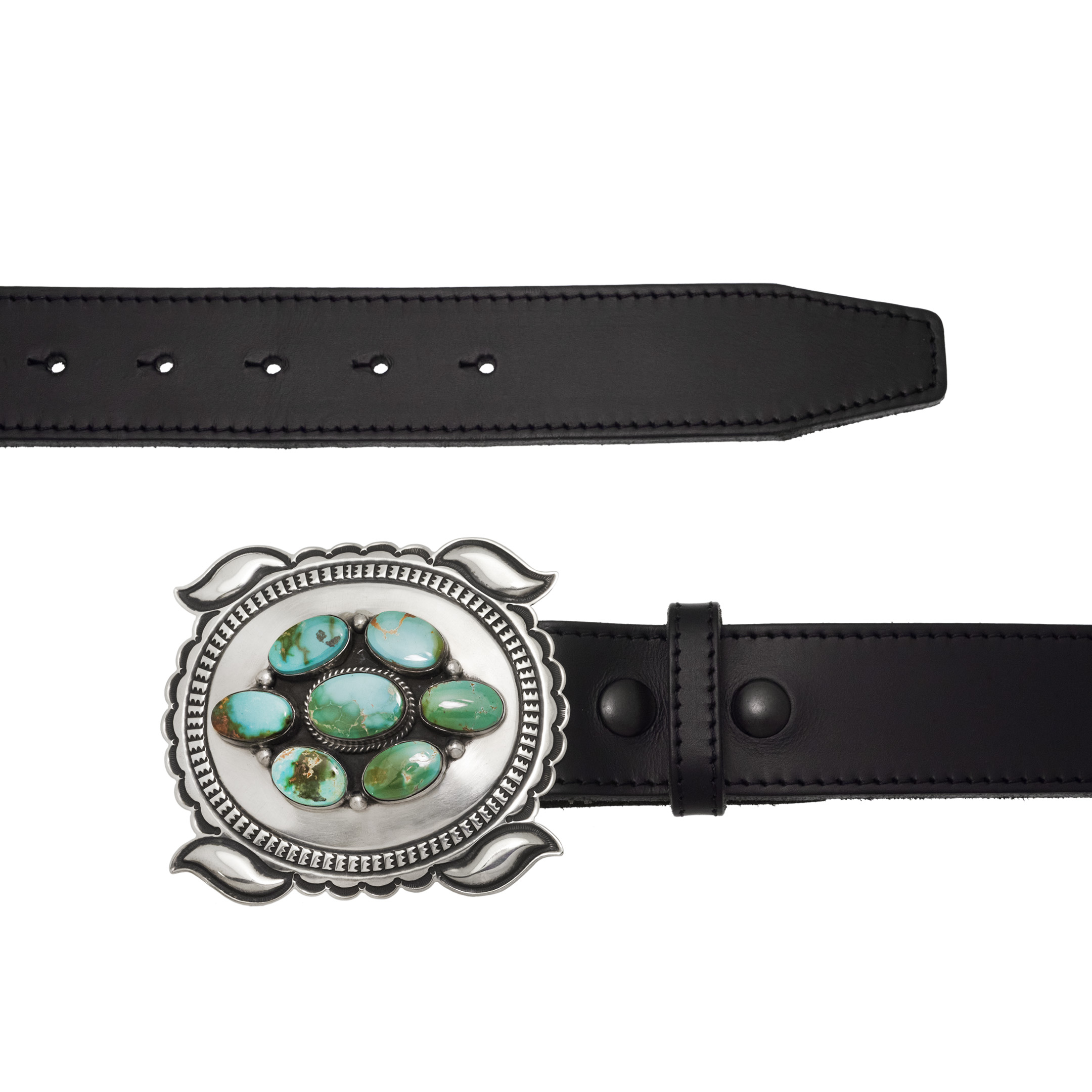 Boucle de ceinture turquoise et argent  BK100 - Harpo Paris