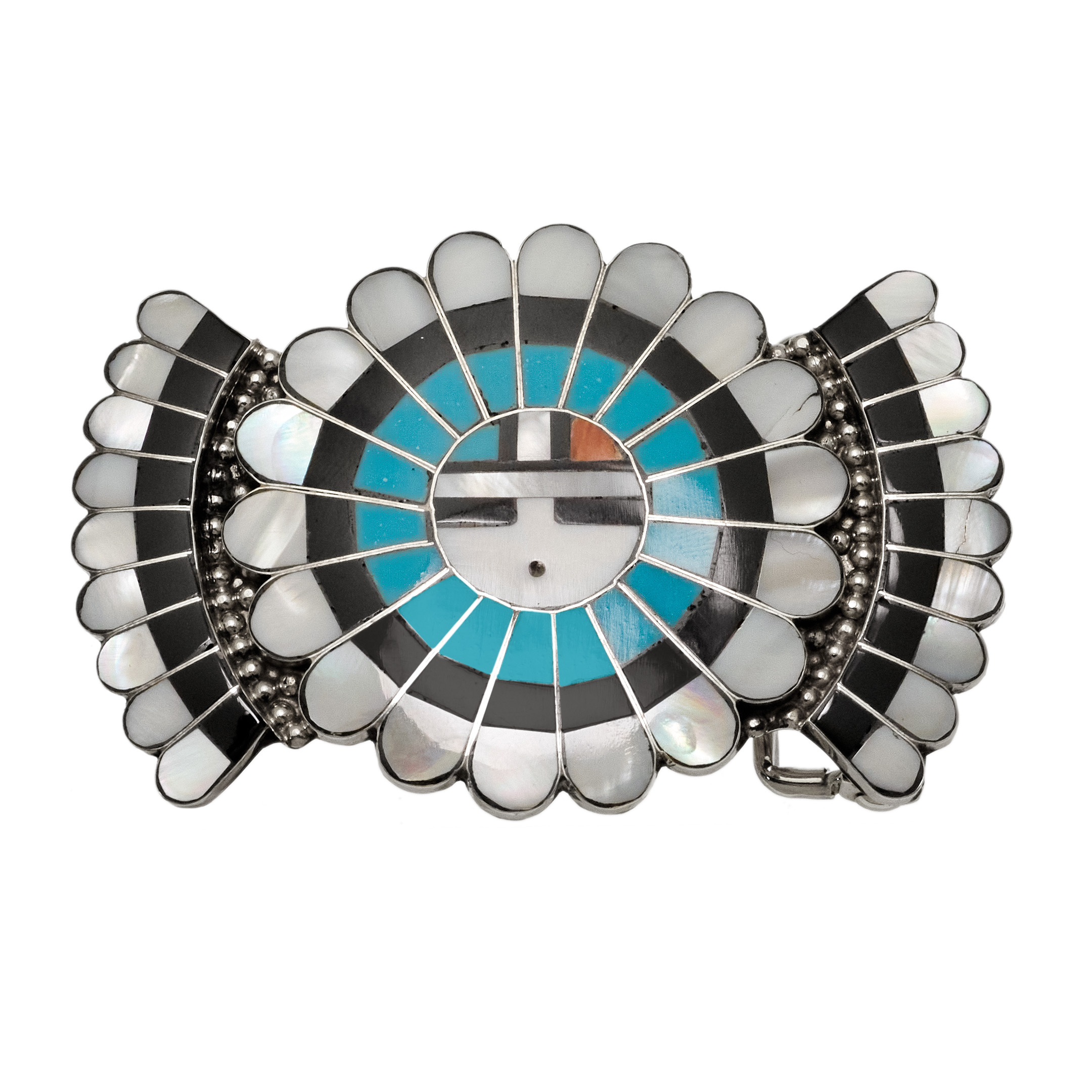 Boucle ceinture Zuni en marqueterie et argent BK104 - Harpo Paris