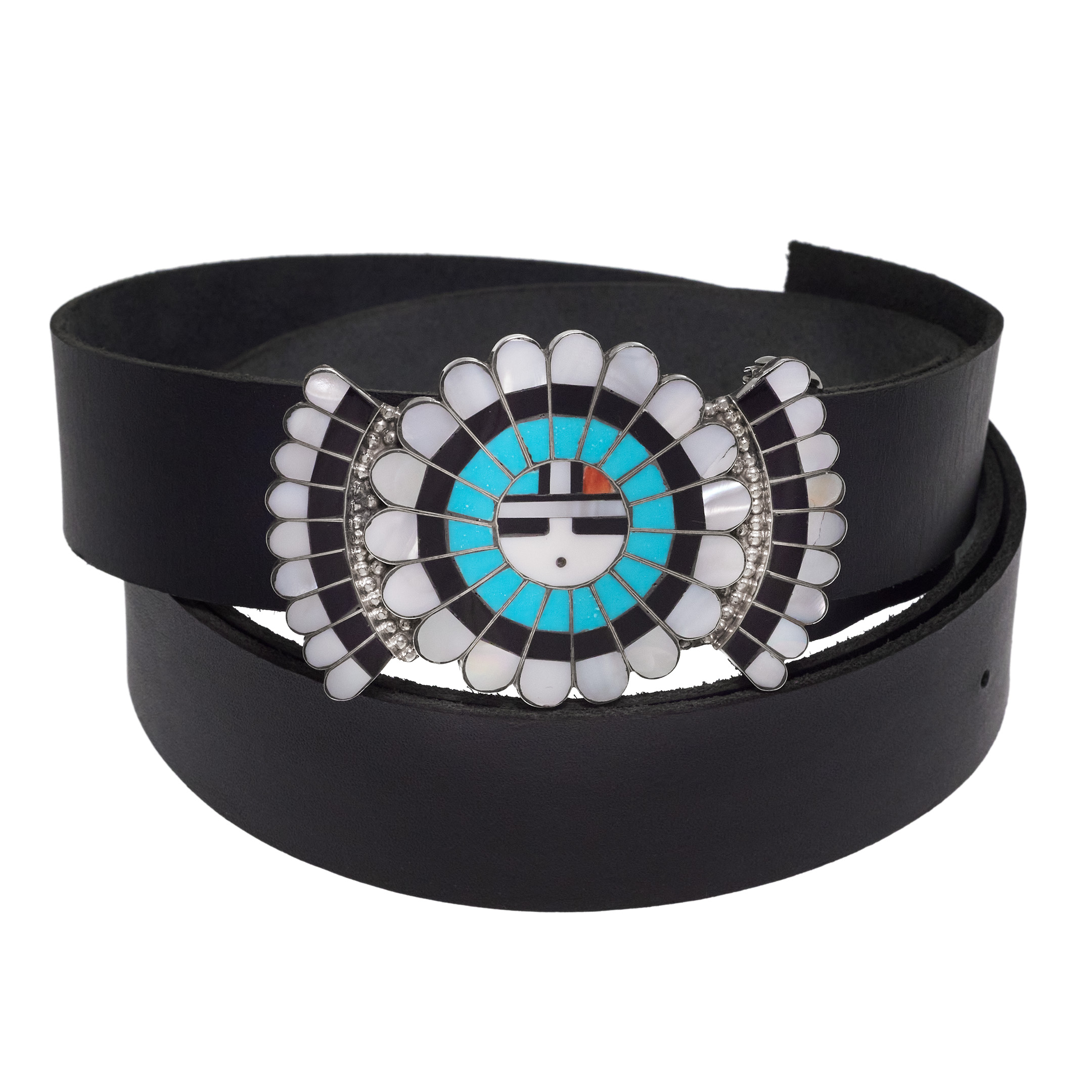 Boucle ceinture Zuni en marqueterie et argent BK104 - Harpo Paris