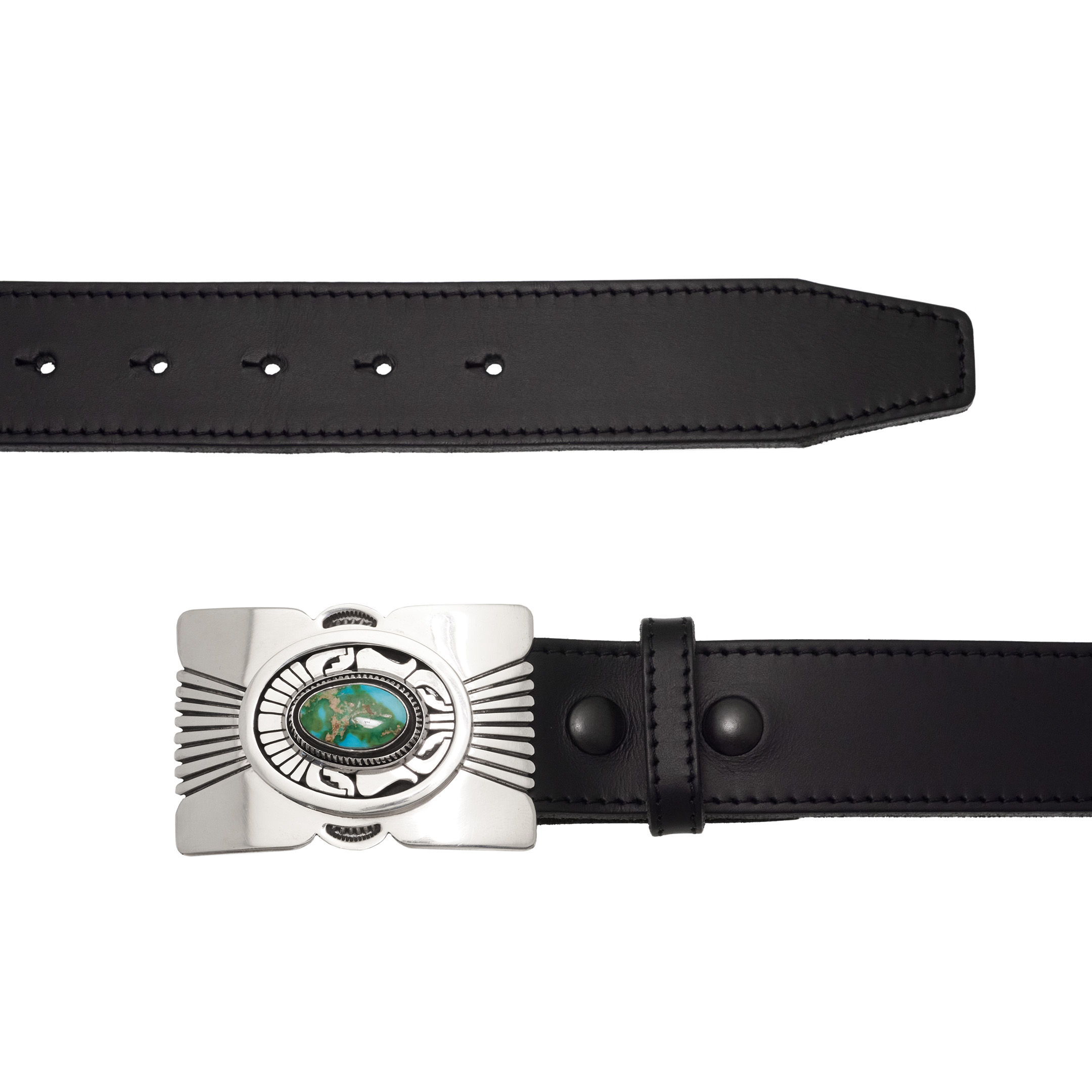 Boucle de ceinture argent et turquoise BK97 - Harpo Paris