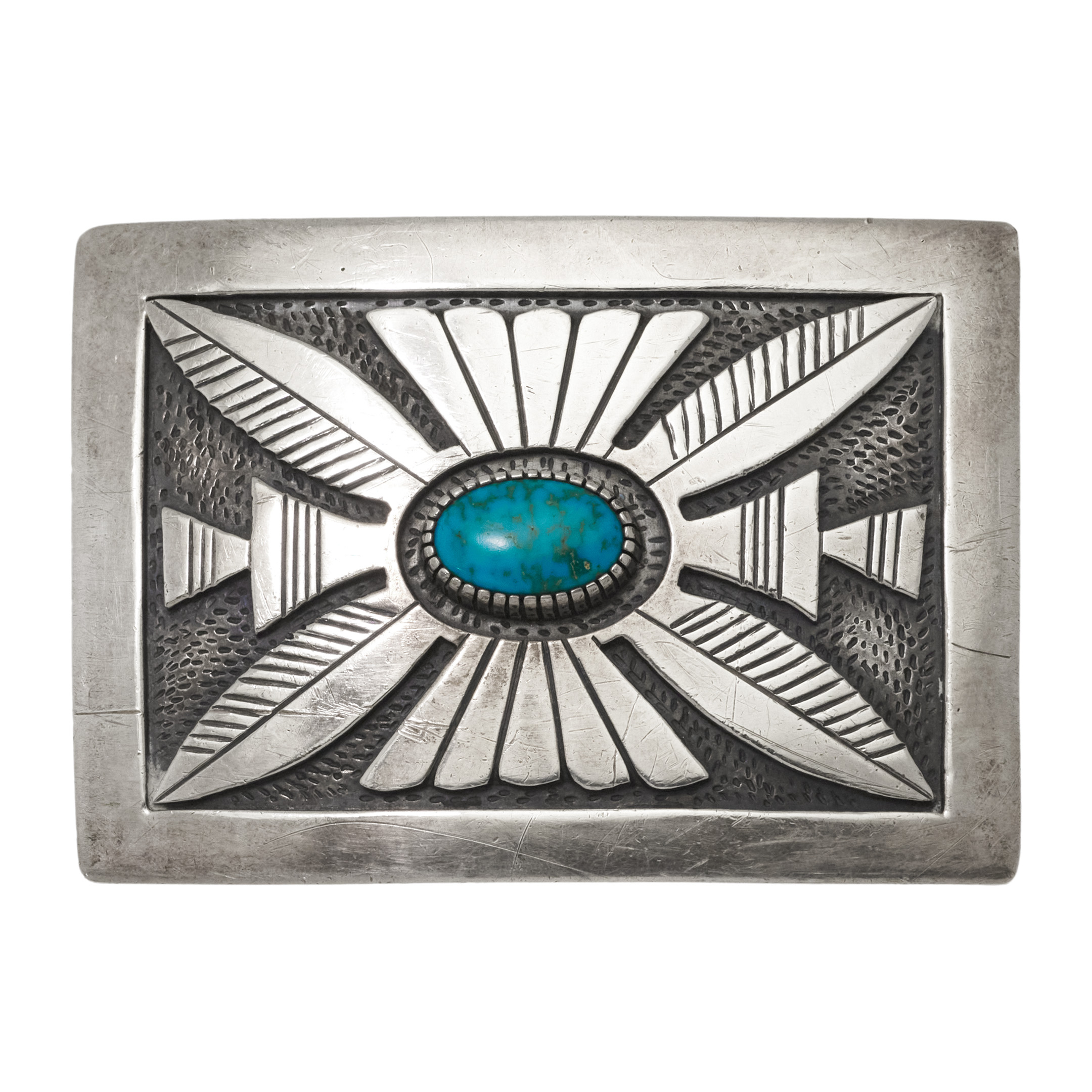 Boucle de ceinture argent et turquoise BK98 - Harpo Paris