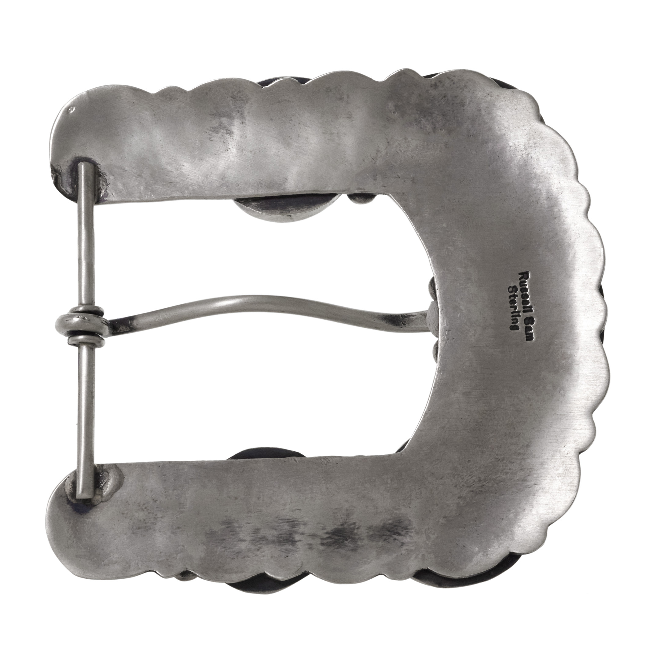 Turquoise and silver belt buckle BK101 - Harpo Paris