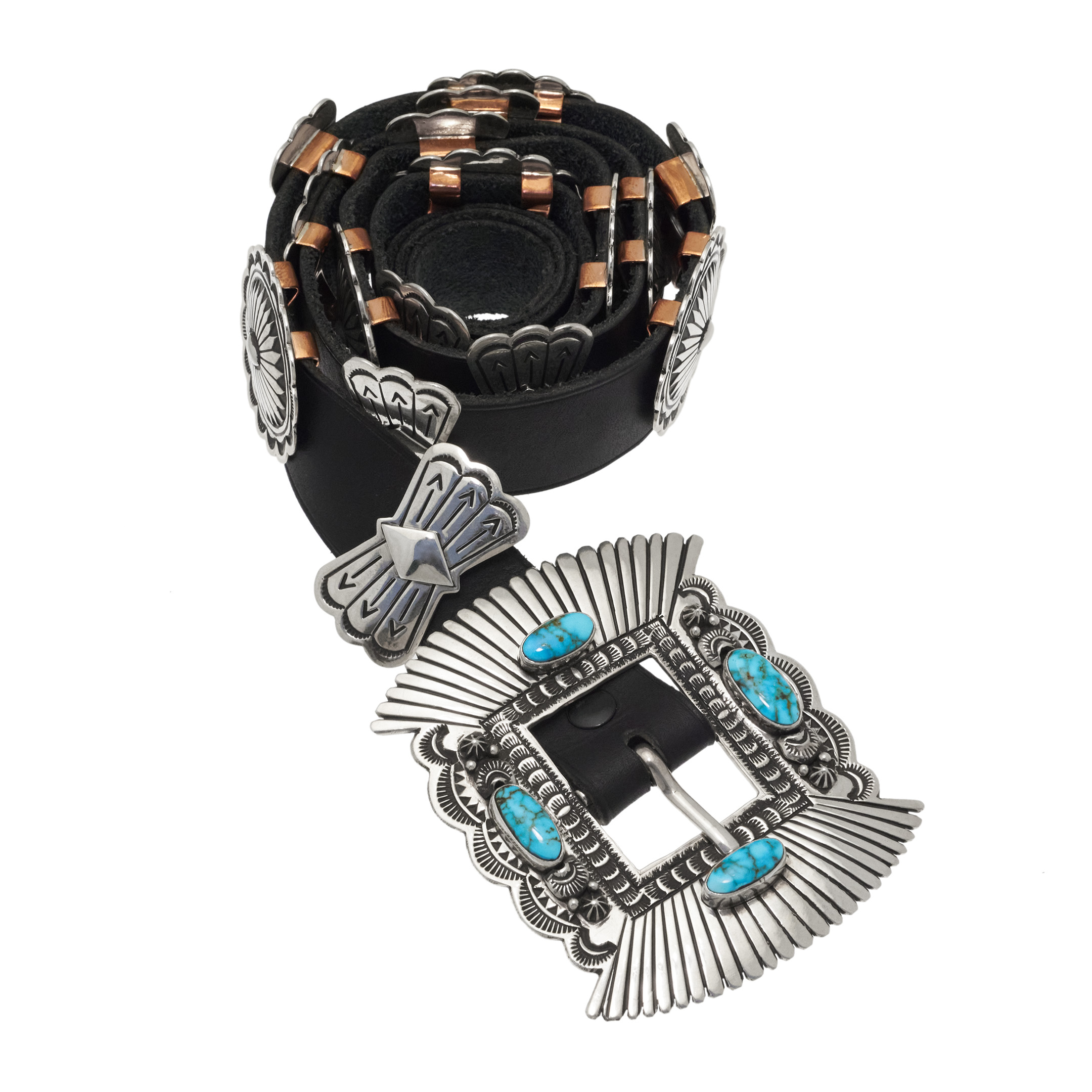 Ceinture Conchas argent et turquoise, CC05 - Harpo Paris