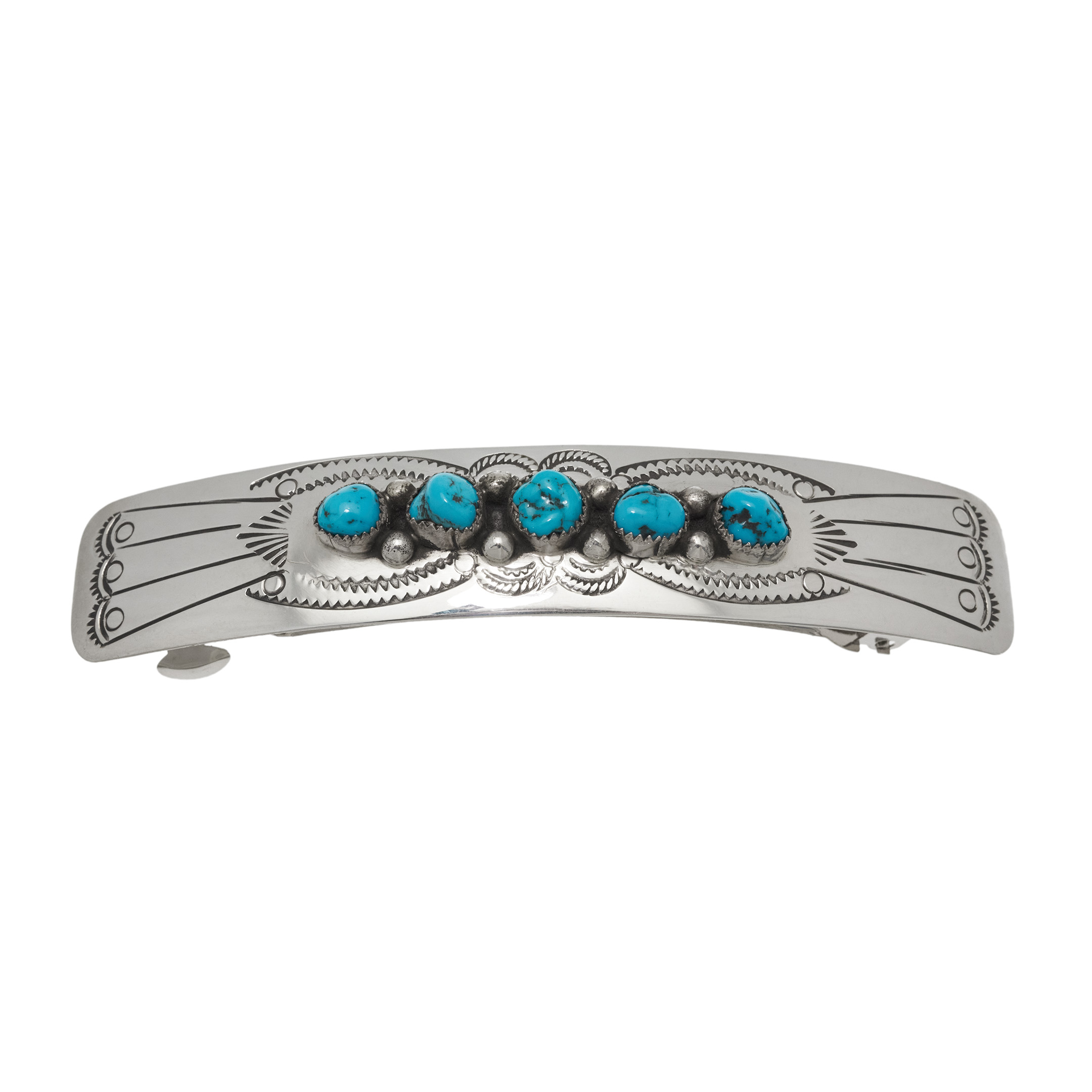 Barrette turquoise et argent BAR11 - Harpo Paris