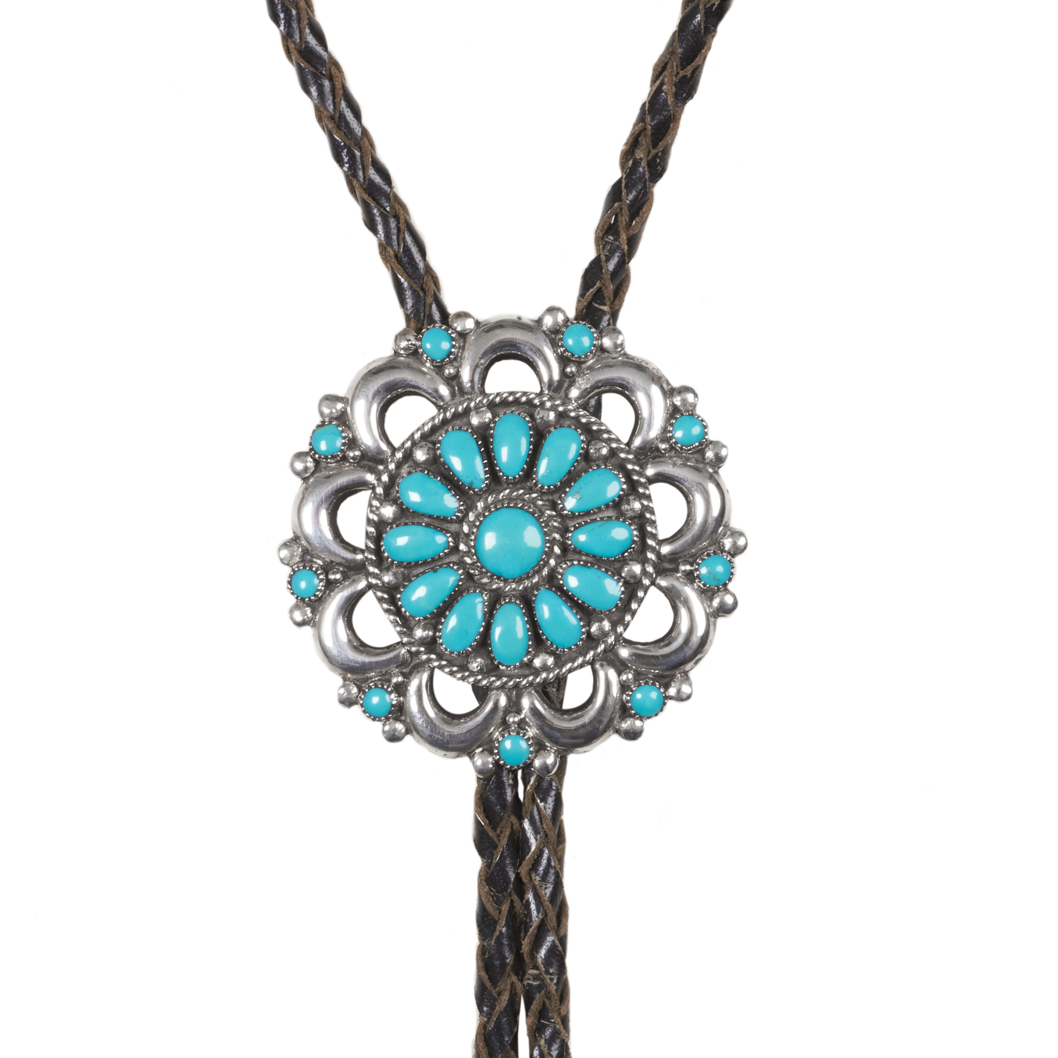 Turquoise and silver bolo tie BT92 - Harpo Paris