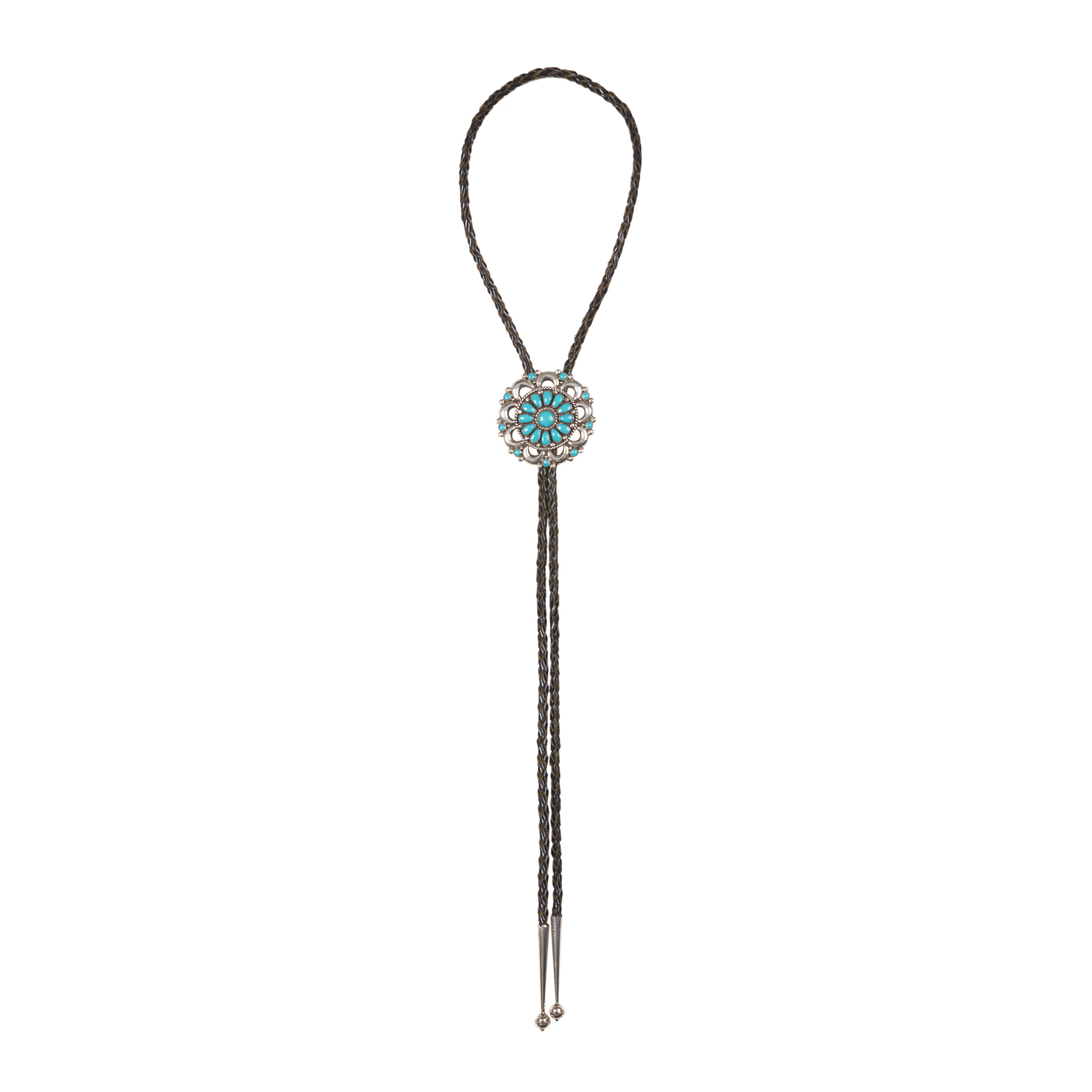 Turquoise and silver bolo tie BT92 - Harpo Paris
