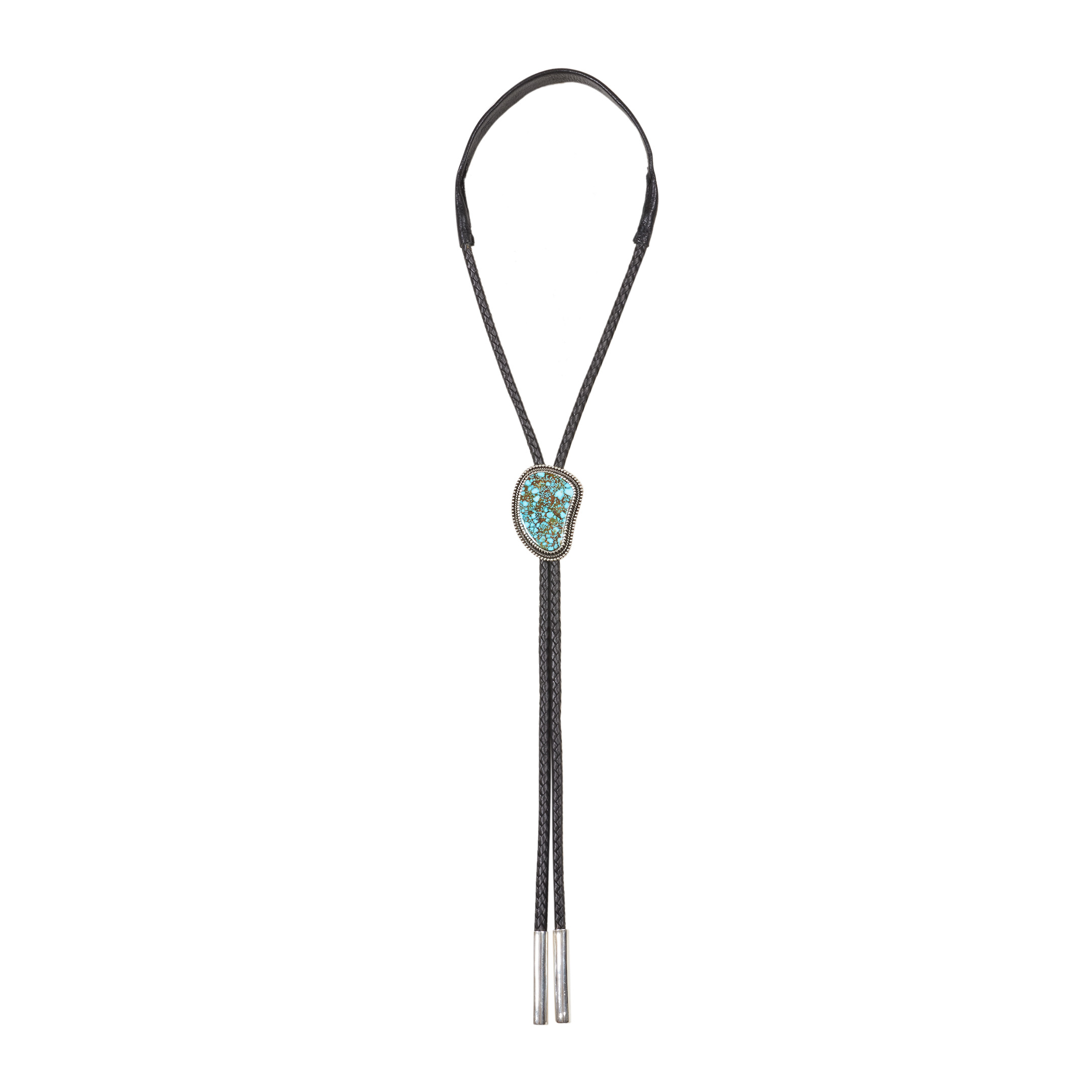 Turquoise and silver bolo tie BT94 - Harpo Paris
