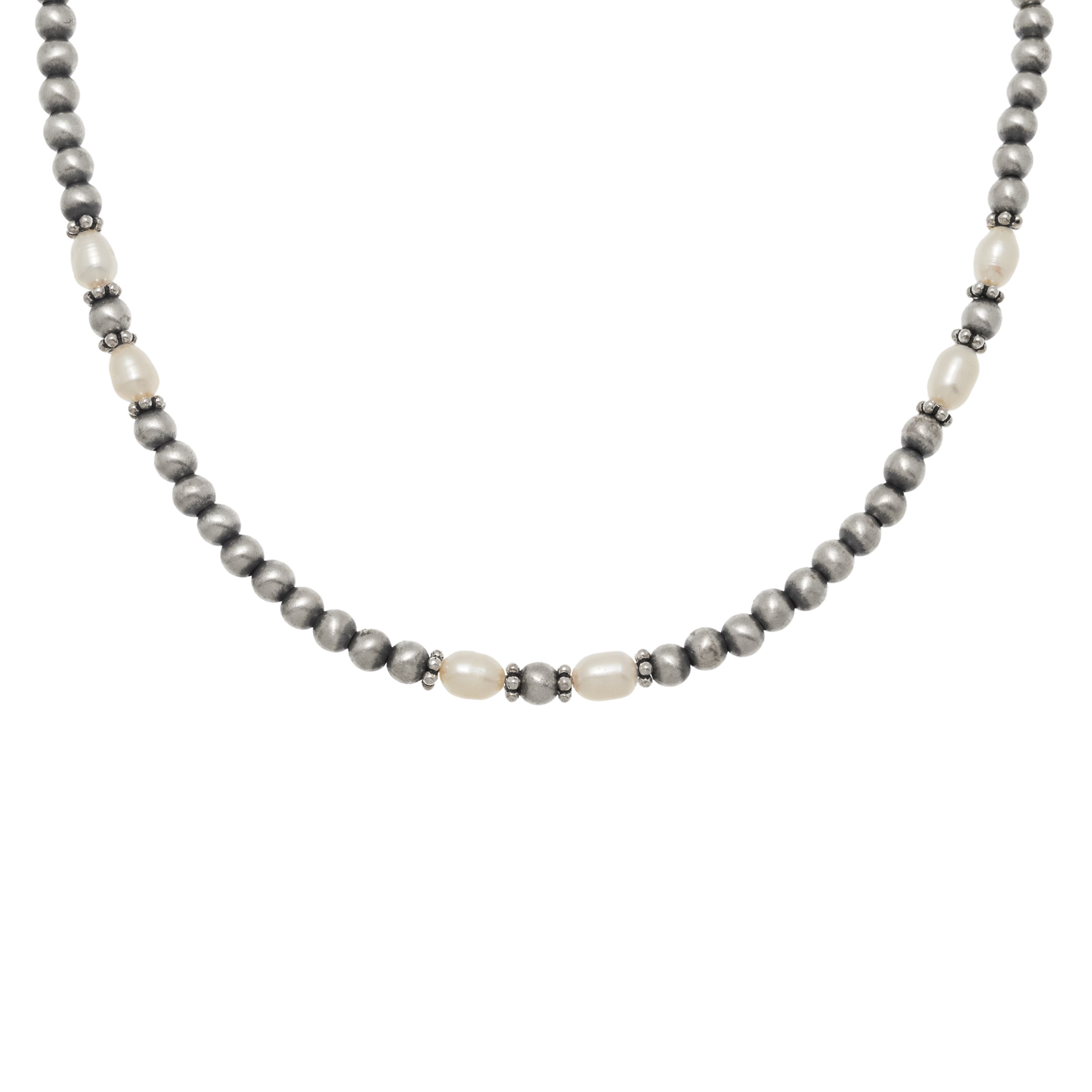 Collier perles biwa et argent CO282 - Harpo Paris