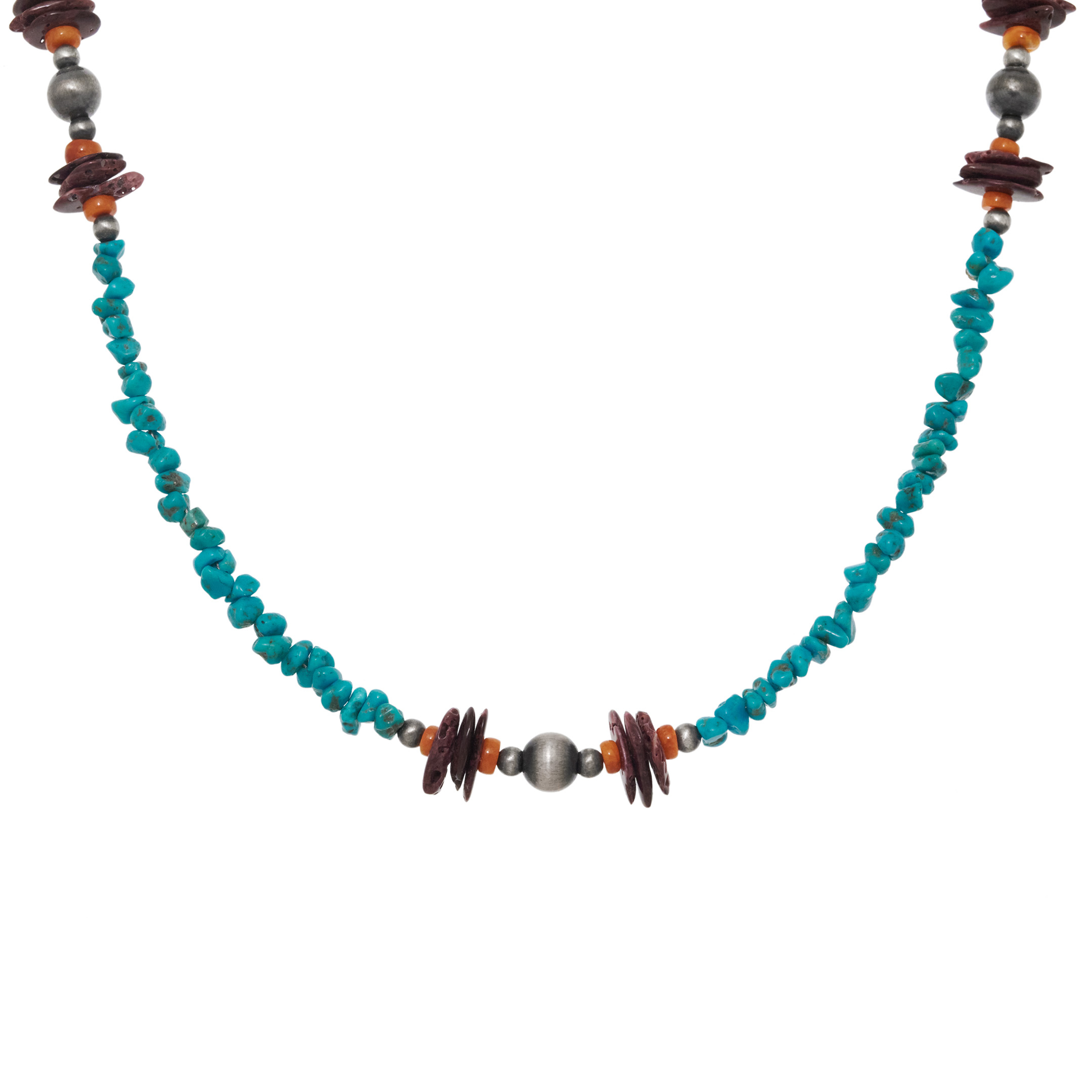 Turquoise and spondylus Beads necklace CO286 - Harpo Paris