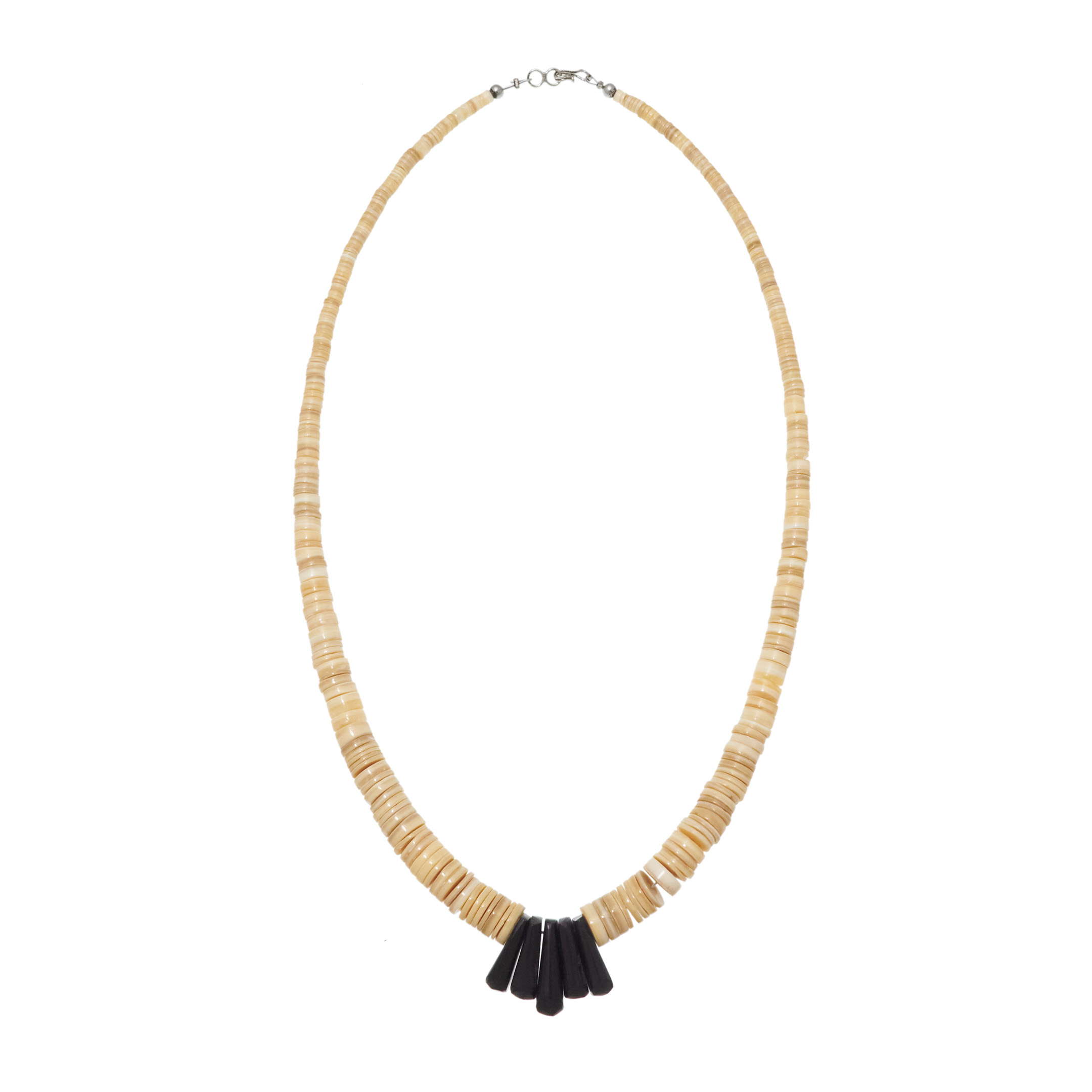 Collier perles heishi jais et coquillage CO289 - Harpo Paris