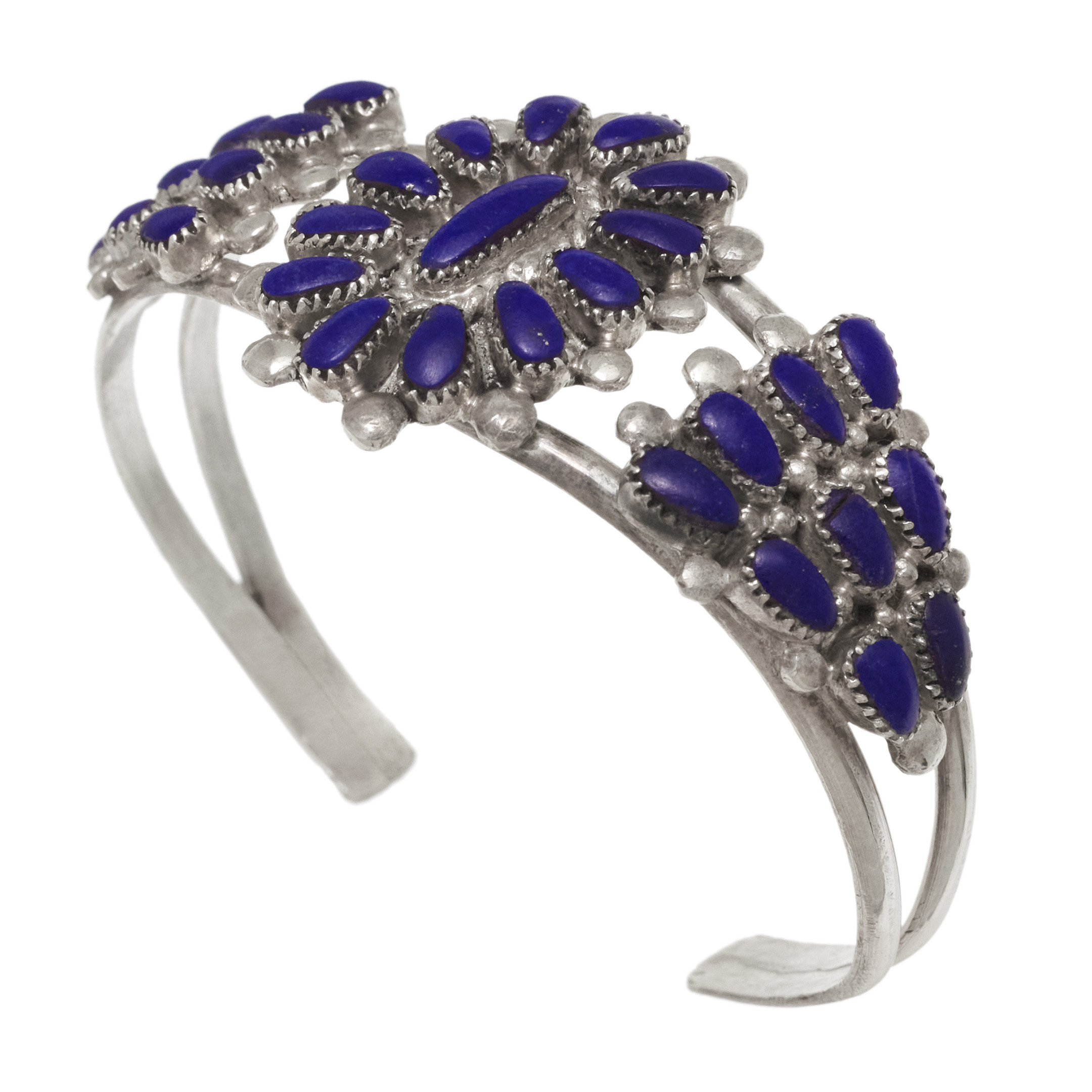 Cactus Flower Lapis lazuli and silver bracelet BR1024 - Harpo Paris