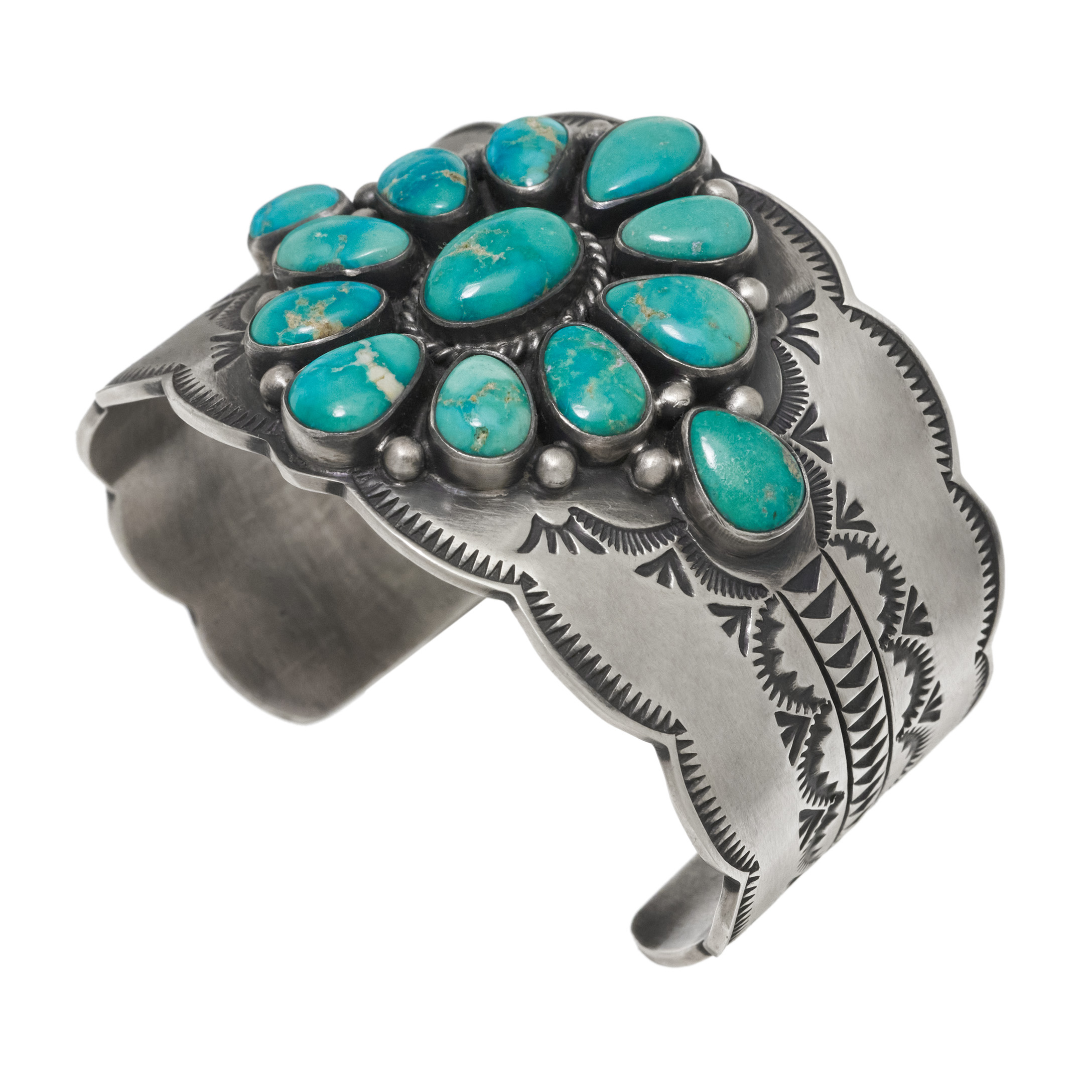 Turquoise and silver bracelet BR1026 - Harpo Paris