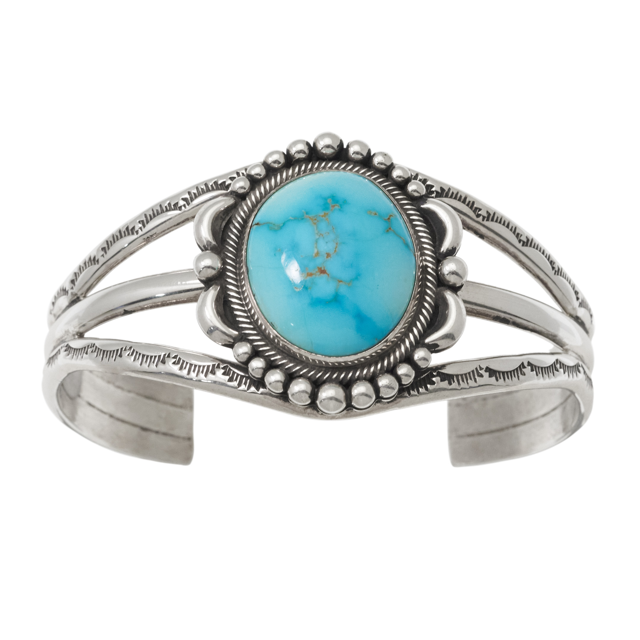 Turquoise and silver bracelet BR1034 - Harpo Paris