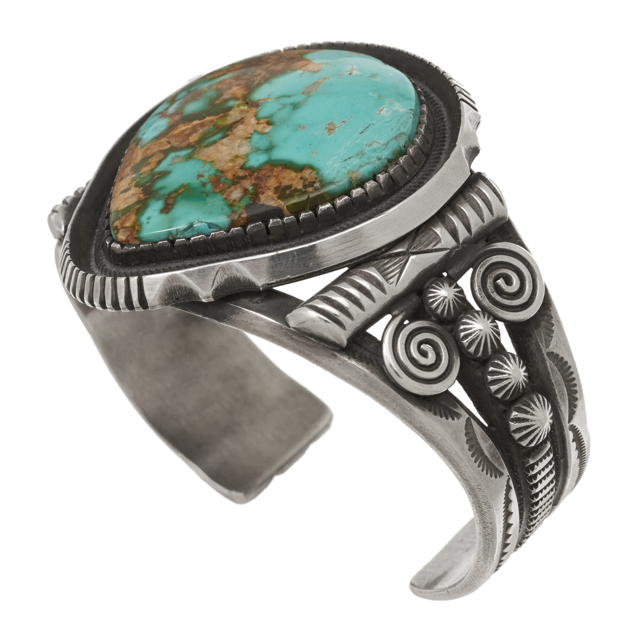 Turquoise and silver bracelet BR1038 - Harpo Paris