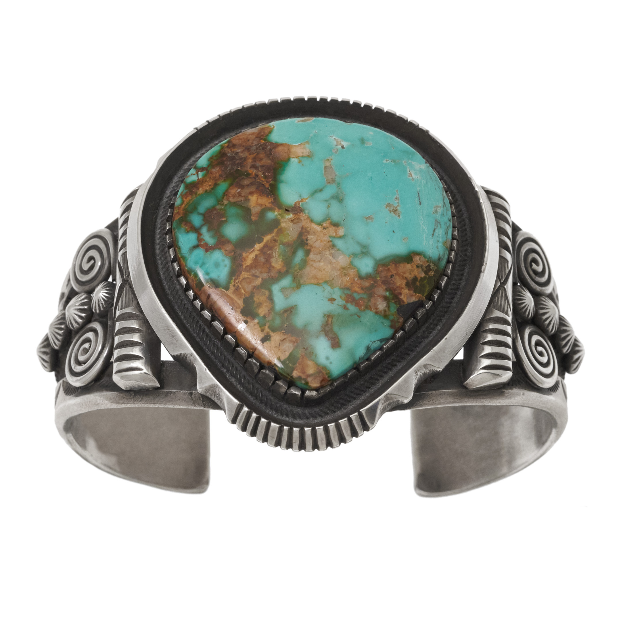 Turquoise and silver bracelet BR1038 - Harpo Paris
