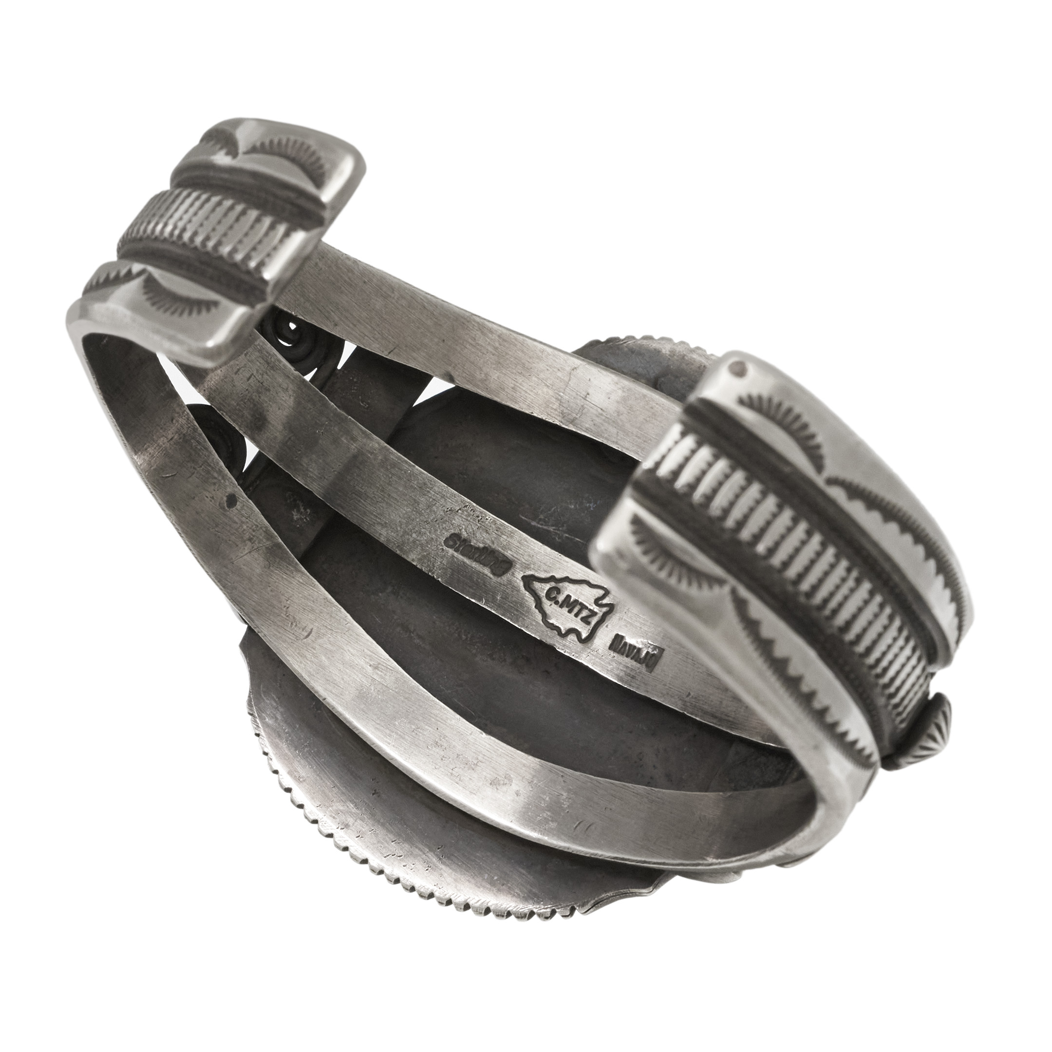 Turquoise and silver bracelet BR1038 - Harpo Paris