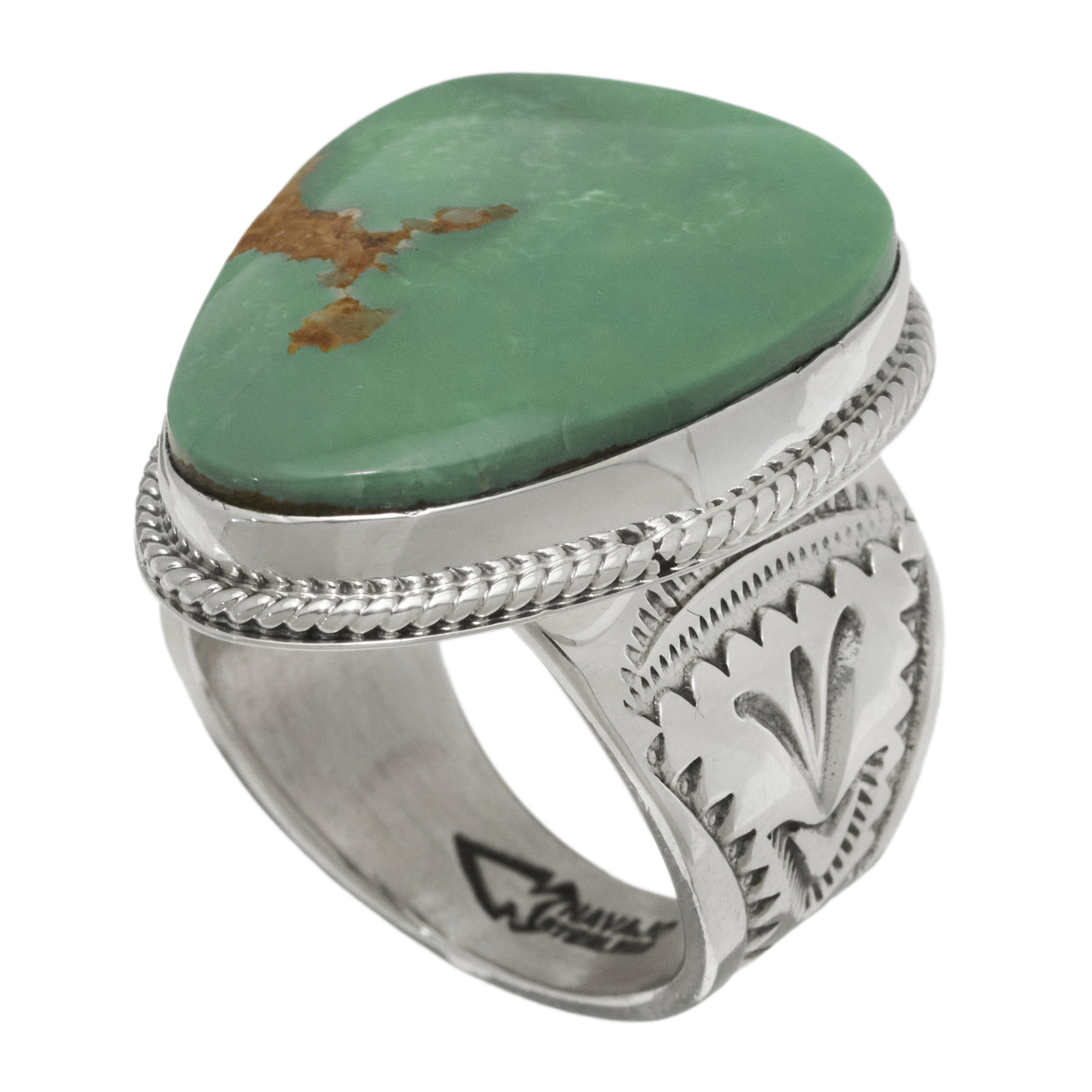 Turquoise and silver Navajo ring BA1838 - Harpo Paris