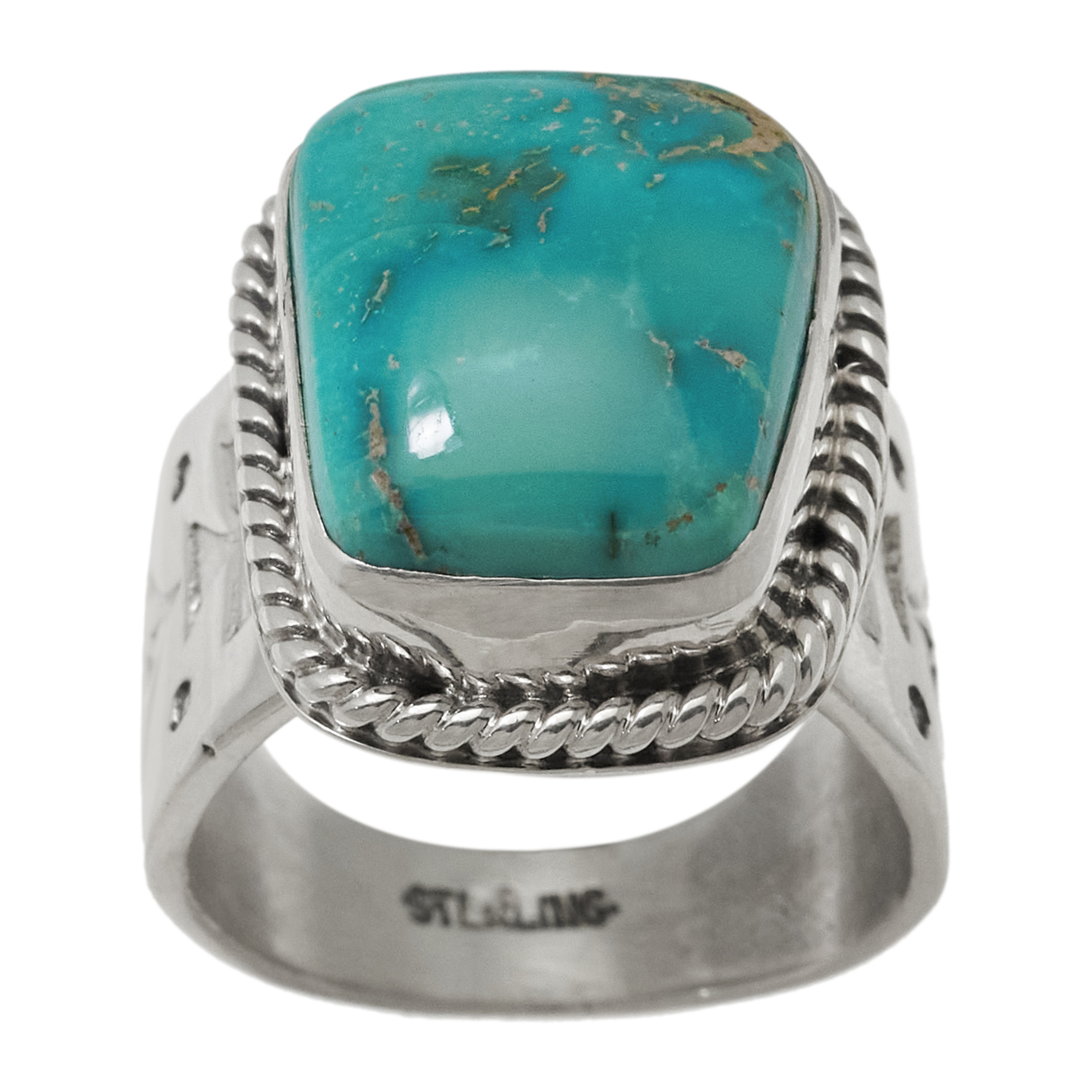 Turquoise and silver Navajo ring BA1839 - Harpo Paris