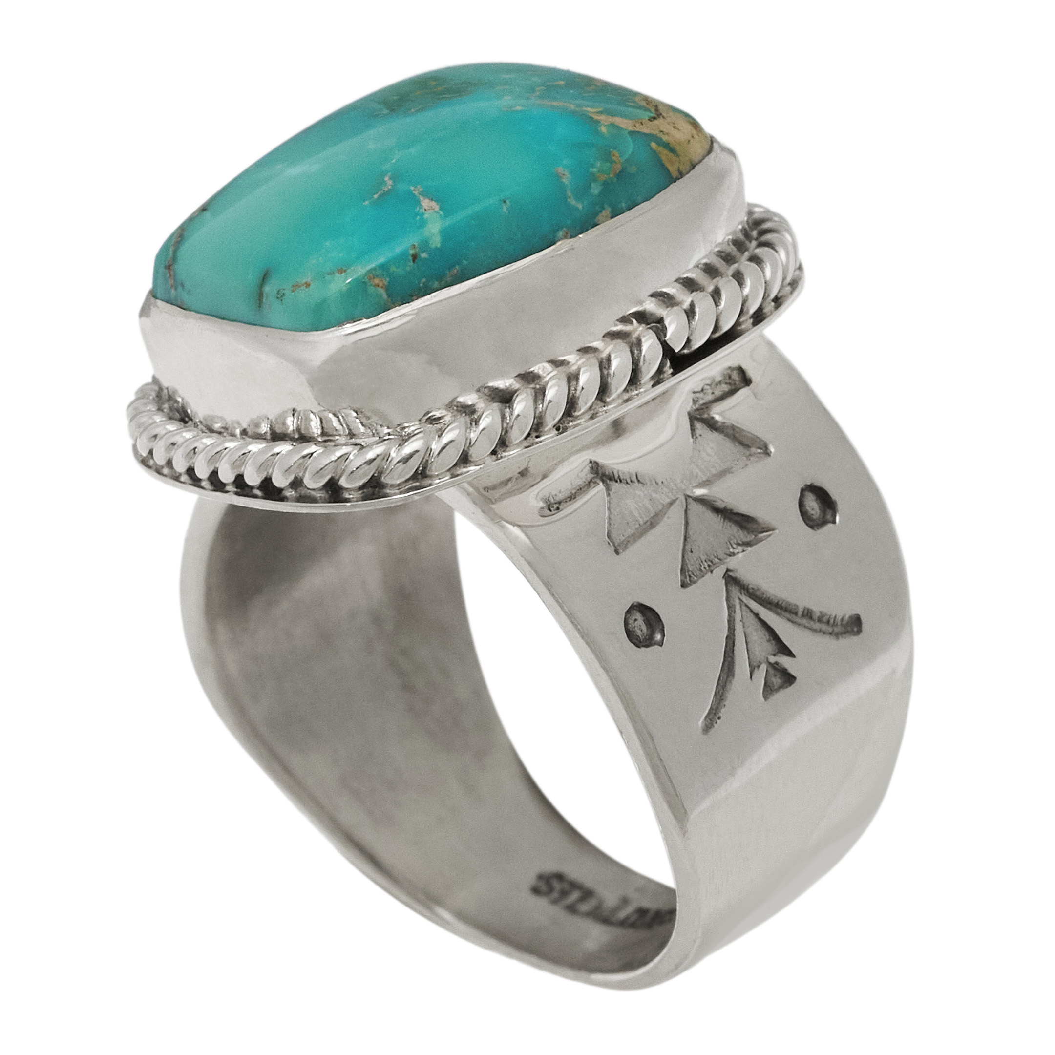 Turquoise and silver Navajo ring BA1839 - Harpo Paris
